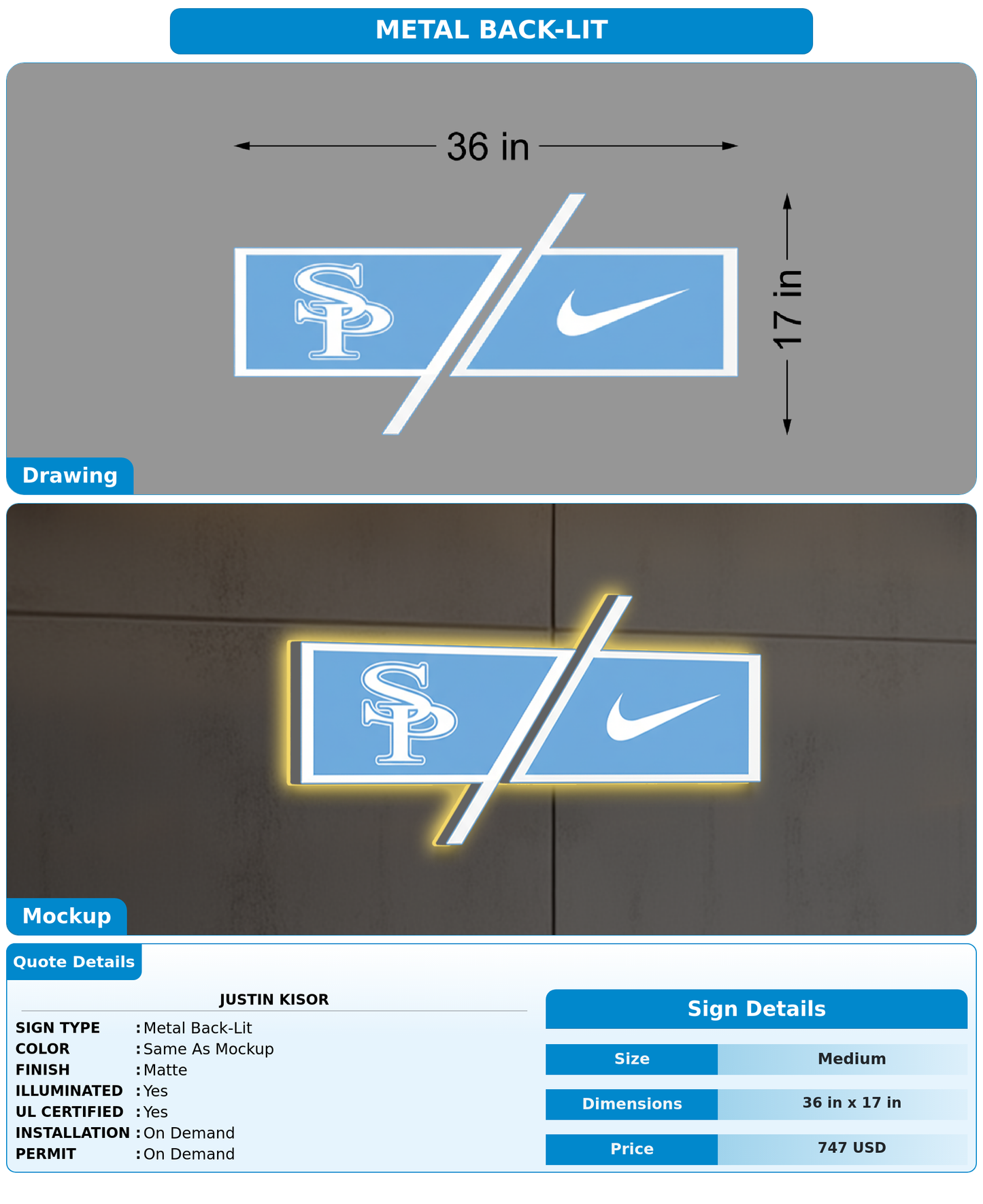 CUSTOM MOCKUP SIGN FOR Justin Kisor
