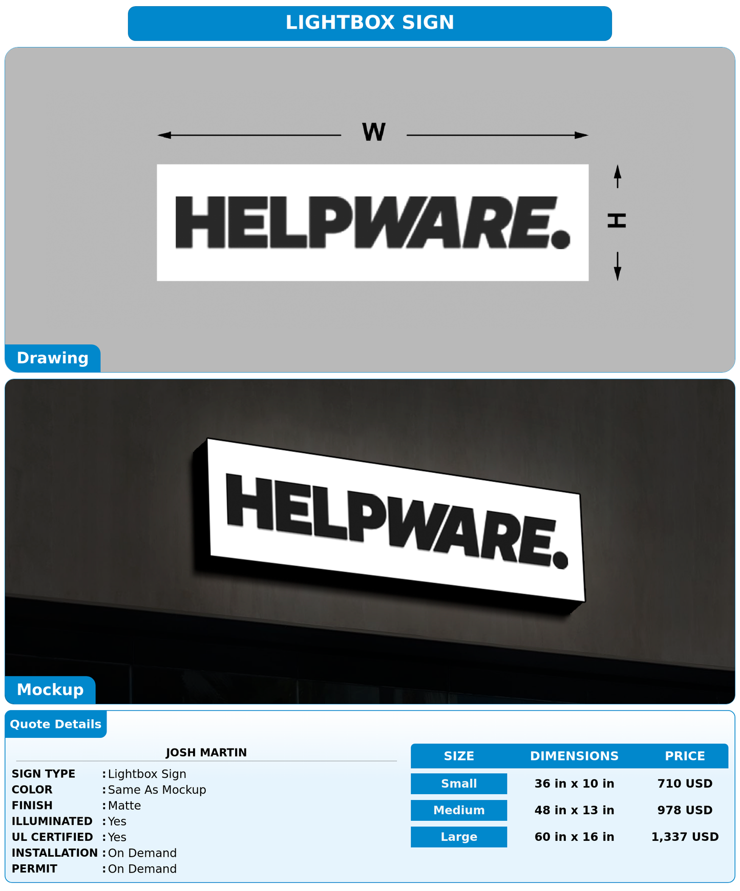 CUSTOM MOCKUP SIGN FOR Josh Martin