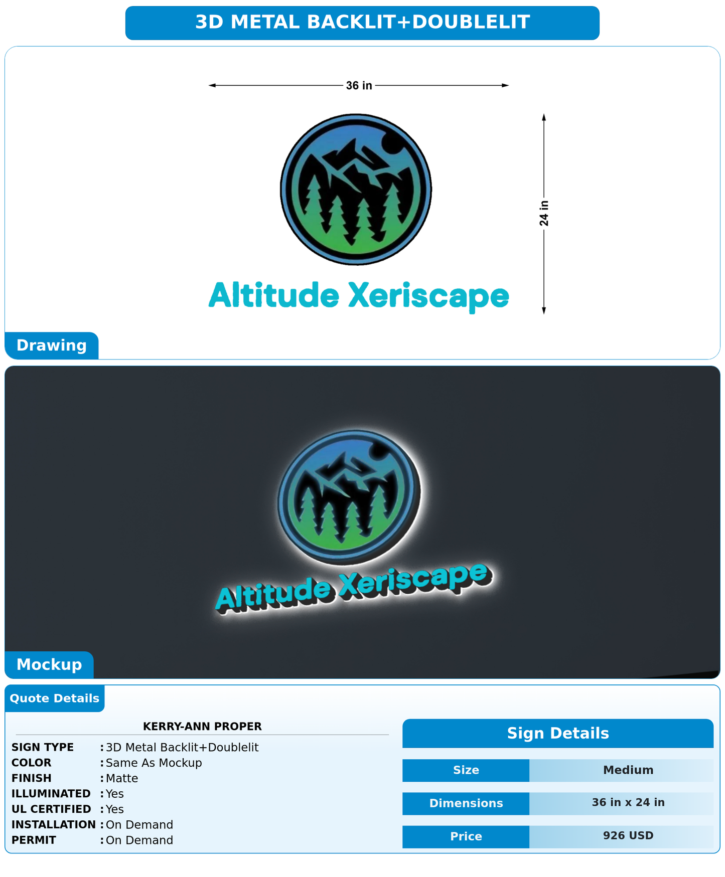 CUSTOM MOCKUP SIGN FOR Kerry-Ann Proper