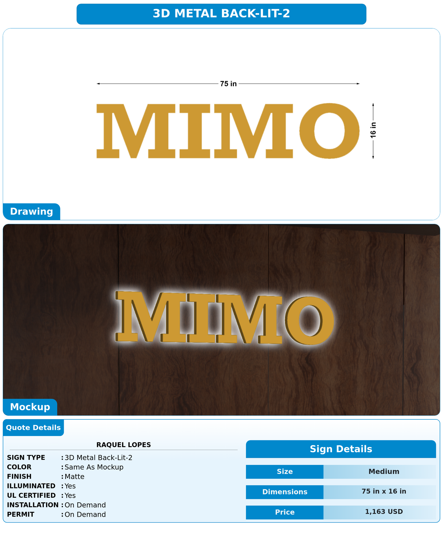 CUSTOM MOCKUP SIGN FOR Raquel Lopes