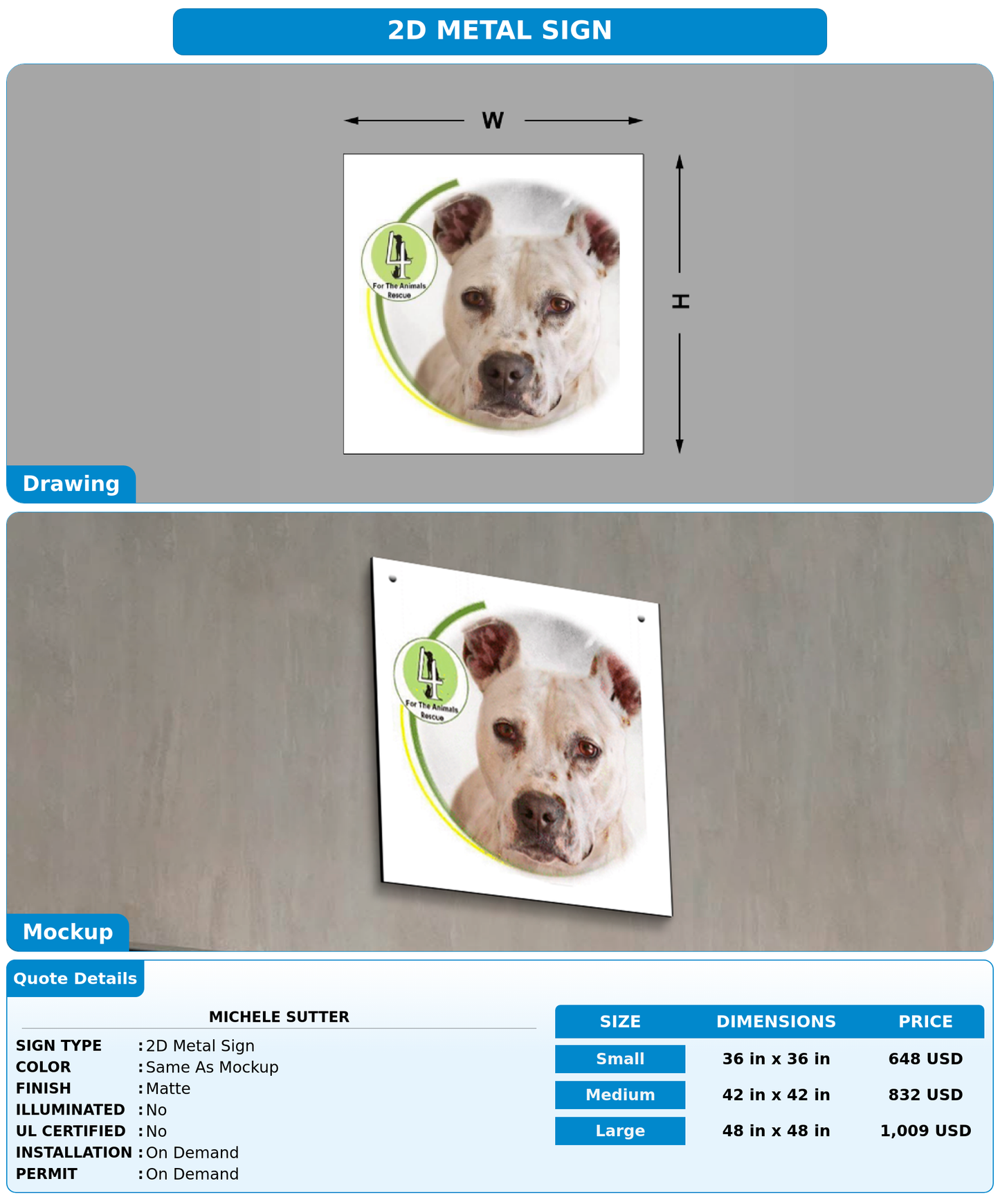 CUSTOM MOCKUP SIGN FOR Michele Sutter