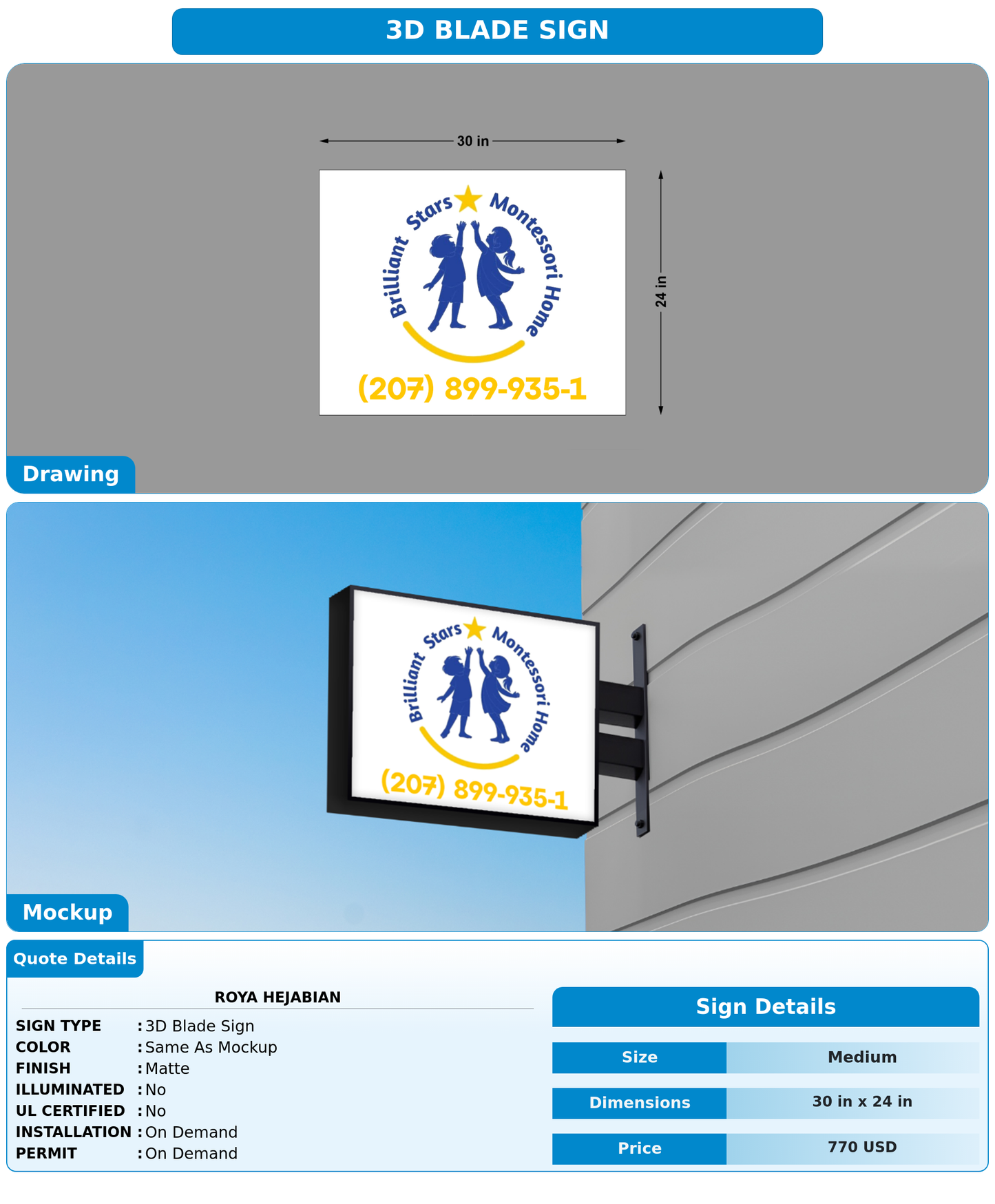 CUSTOM MOCKUP SIGN FOR Roya Hejabian