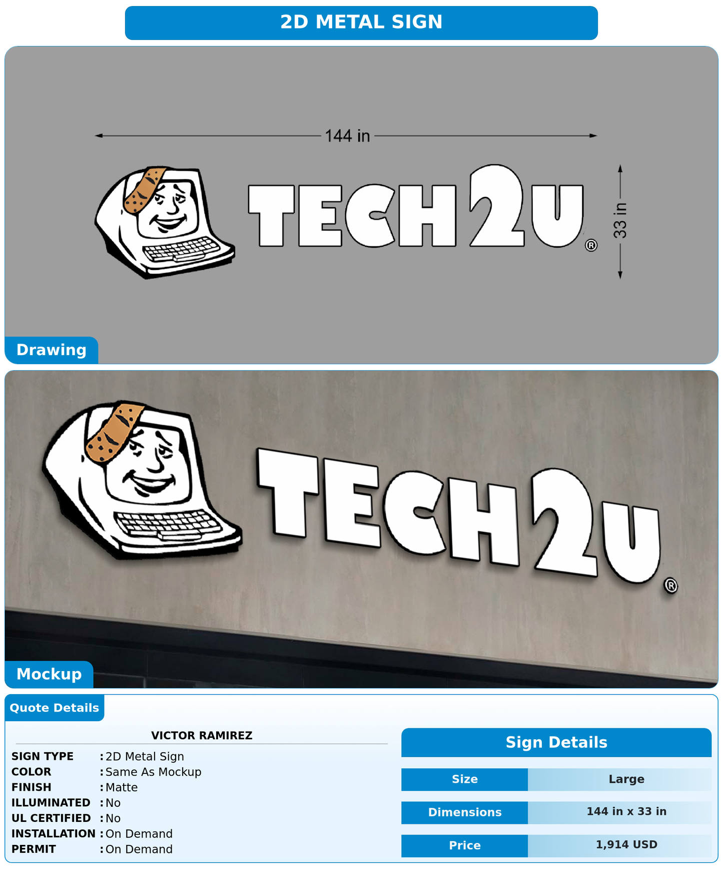 CUSTOM MOCKUP SIGN FOR Victor Ramirez
