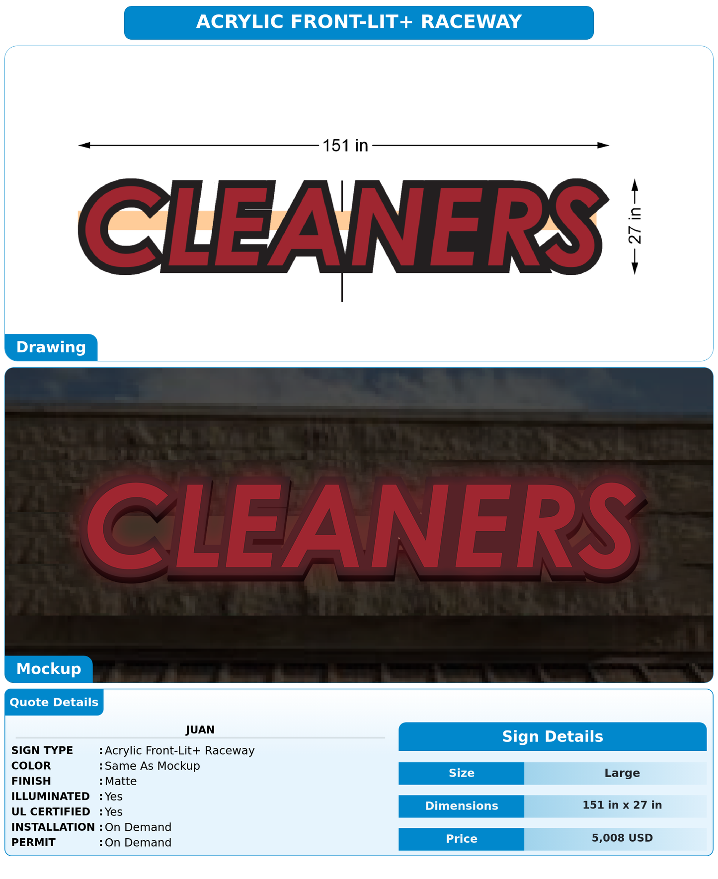 CUSTOM MOCKUP SIGN FOR Juan