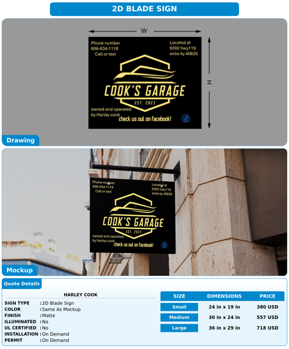 CUSTOM MOCKUP SIGN FOR Harley cook