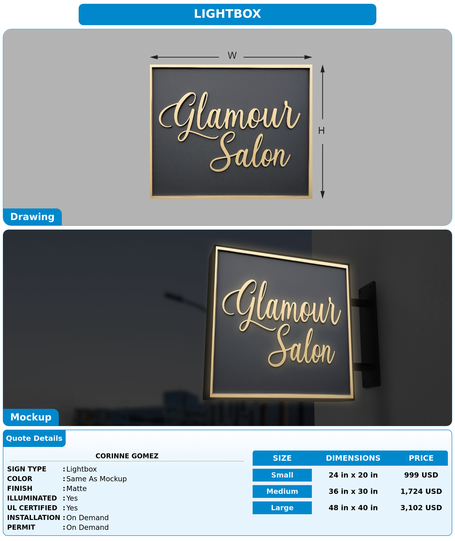 CUSTOM MOCKUP SIGN FOR Corinne gomez