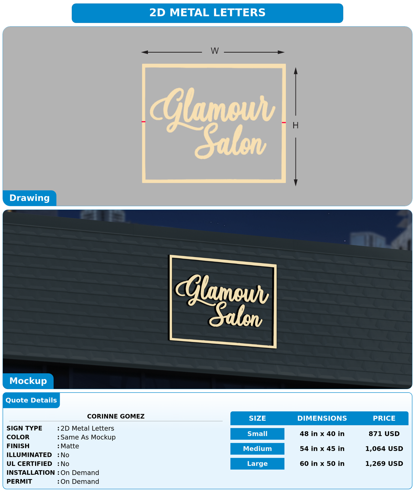 CUSTOM MOCKUP SIGN FOR Corinne gomez
