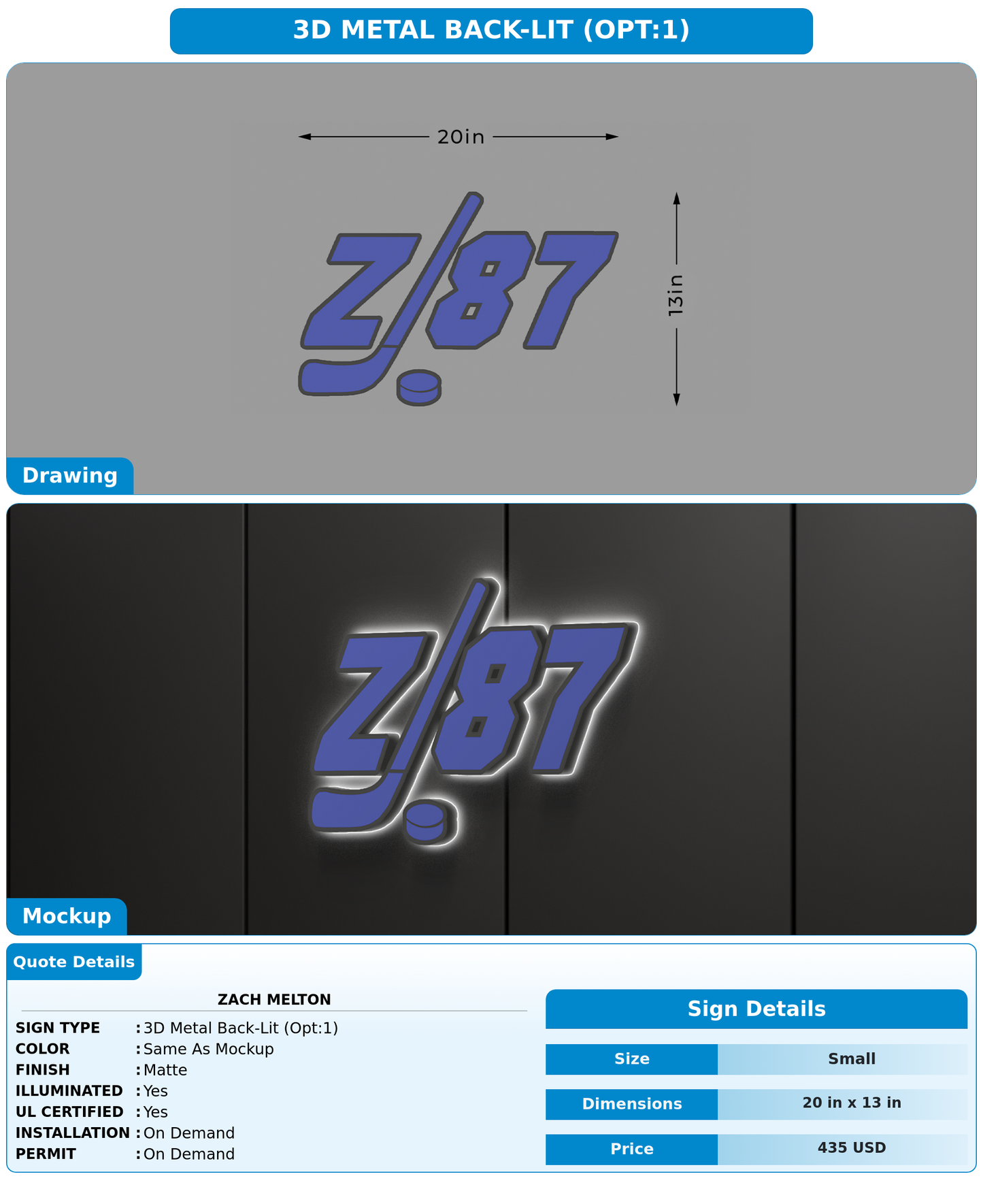 CUSTOM MOCKUP SIGN FOR Zach Melton