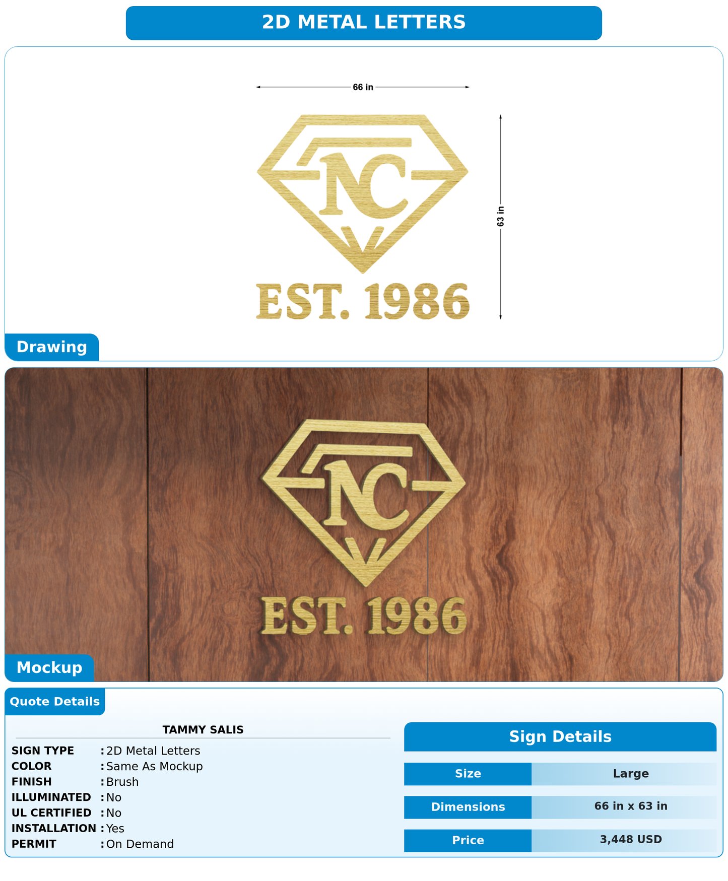 CUSTOM MOCKUP SIGN FOR Tammy Salis