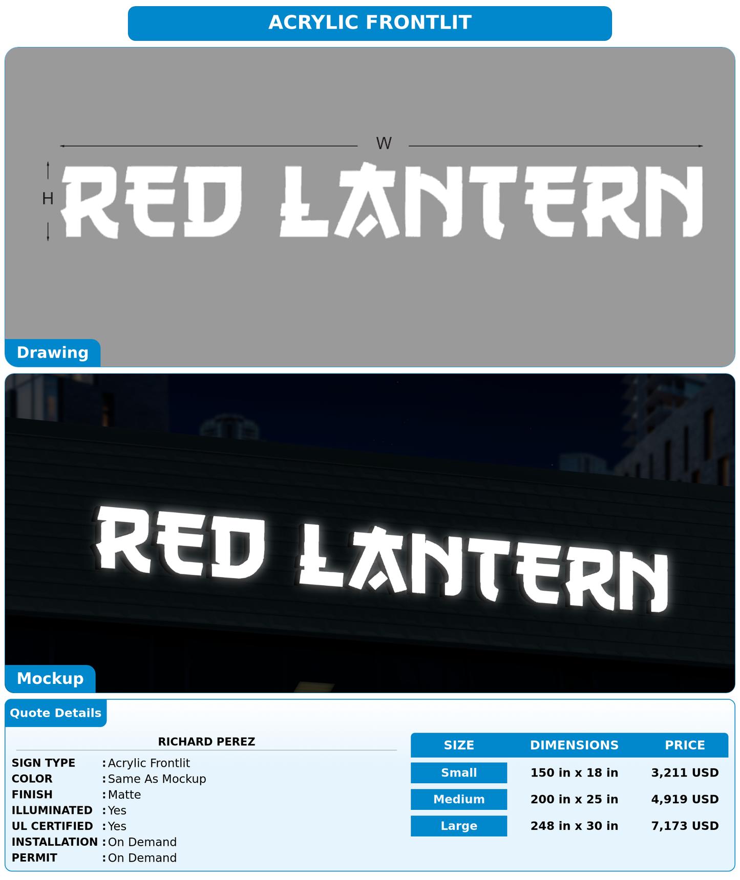 CUSTOM MOCKUP SIGN FOR Richard Perez