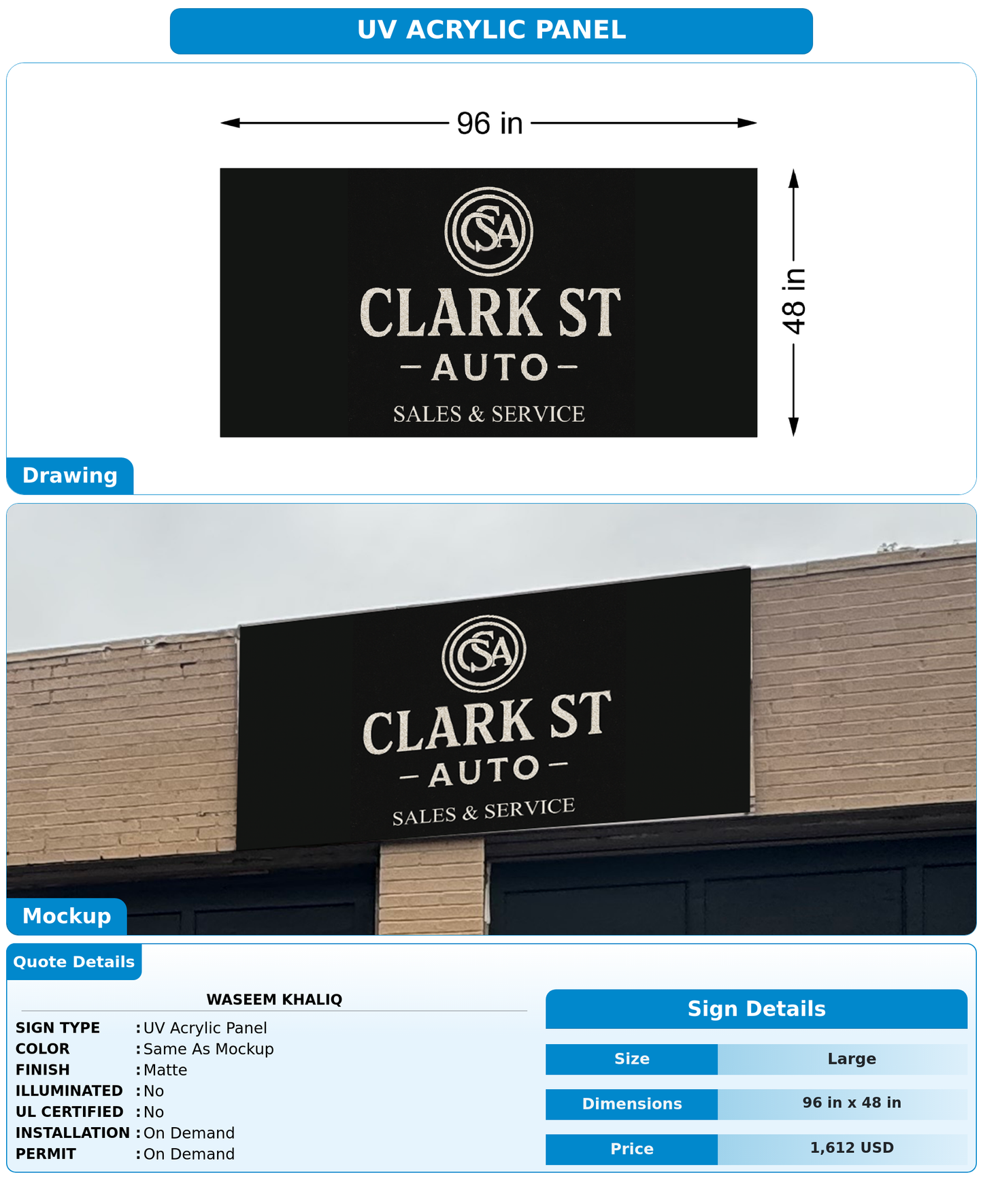CUSTOM MOCKUP SIGN FOR Waseem Khaliq