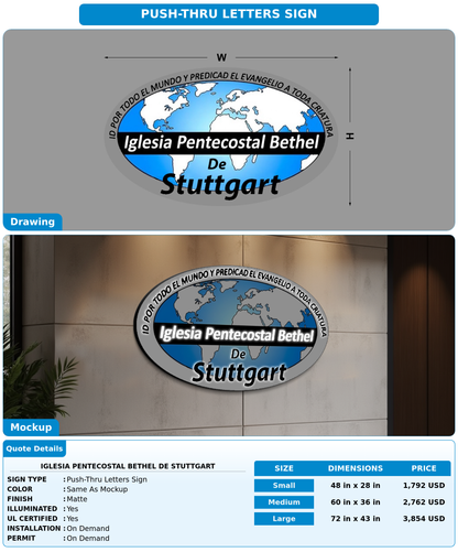 CUSTOM MOCKUP SIGN FOR Iglesia Pentecostal Bethel de Stuttgart
