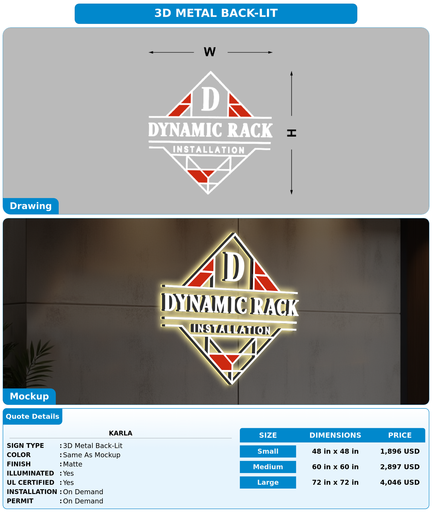CUSTOM MOCKUP SIGN FOR Karla