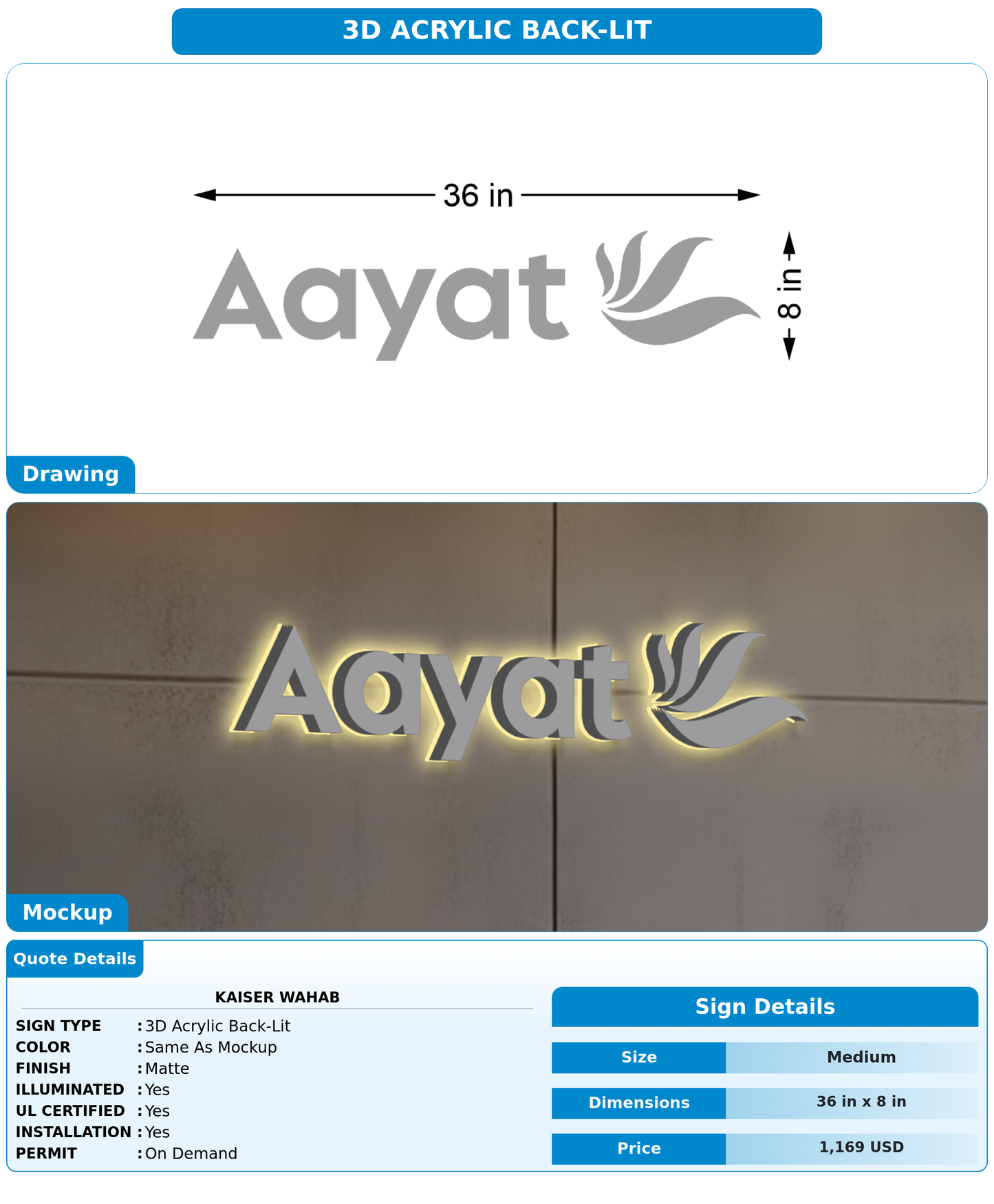CUSTOM MOCKUP SIGN FOR KAISER WAHAB