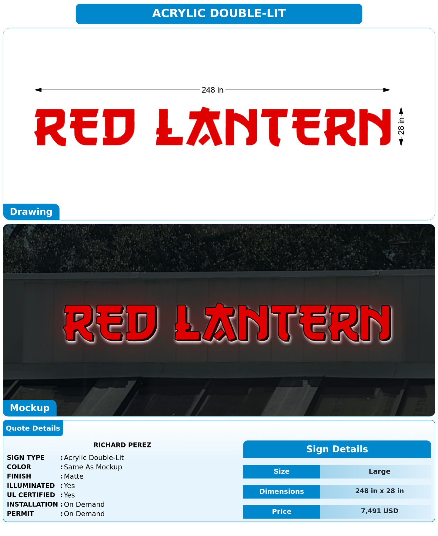 CUSTOM MOCKUP SIGN FOR Richard Perez