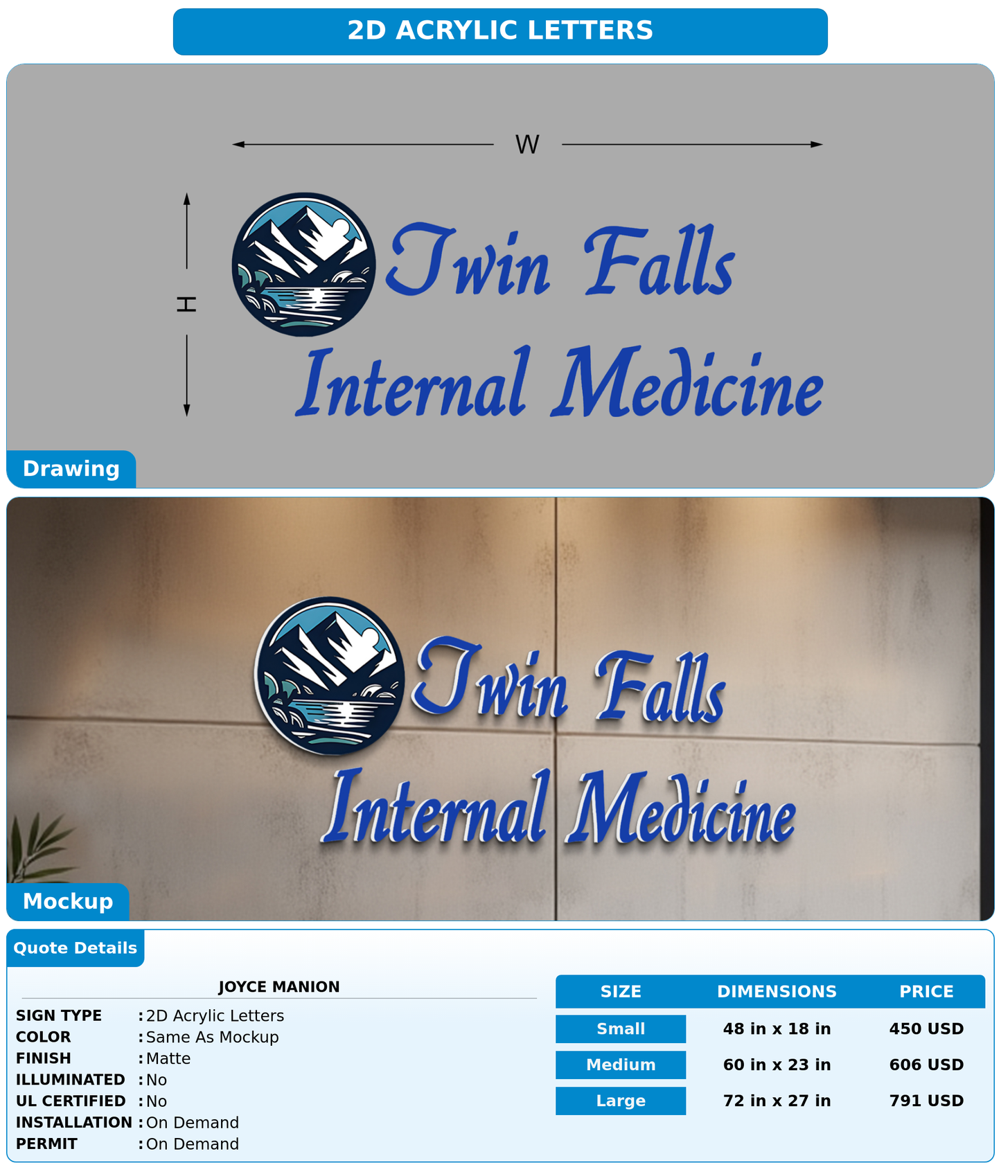 CUSTOM MOCKUP SIGN FOR Joyce Manion