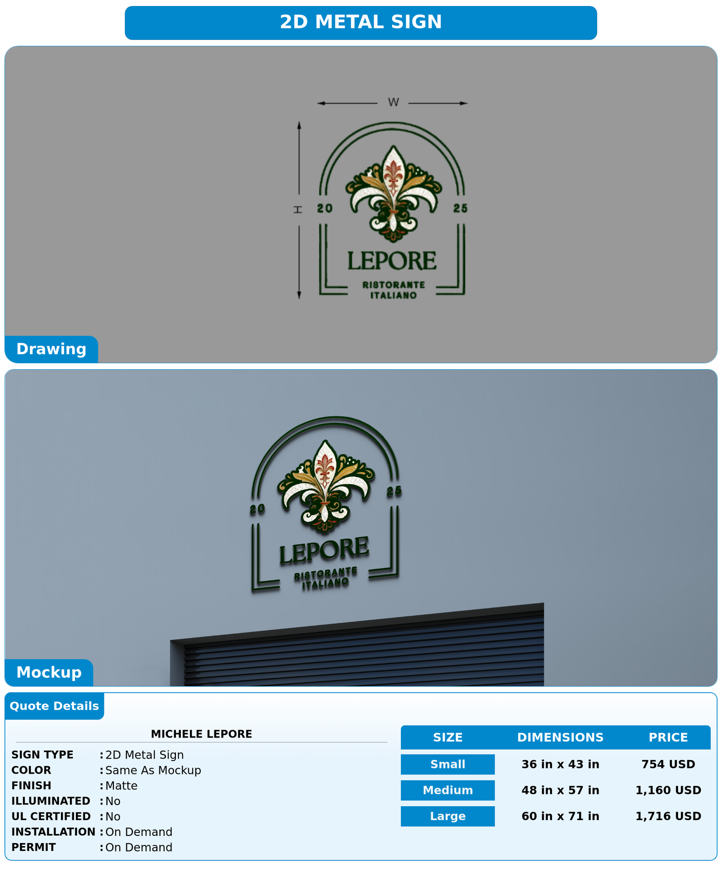 CUSTOM MOCKUP SIGN FOR Michele Lepore