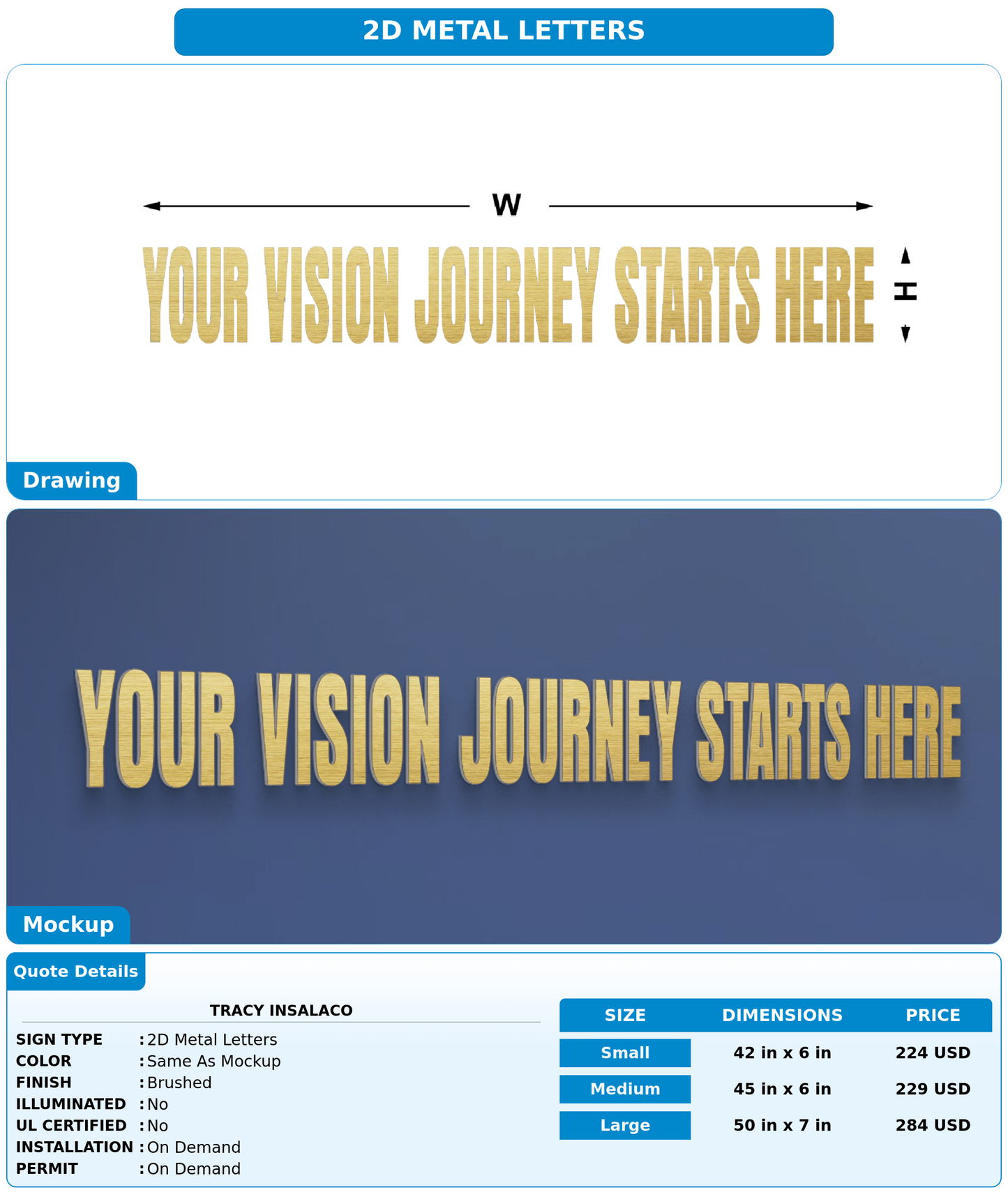CUSTOM MOCKUP SIGN FOR Tracy Insalaco