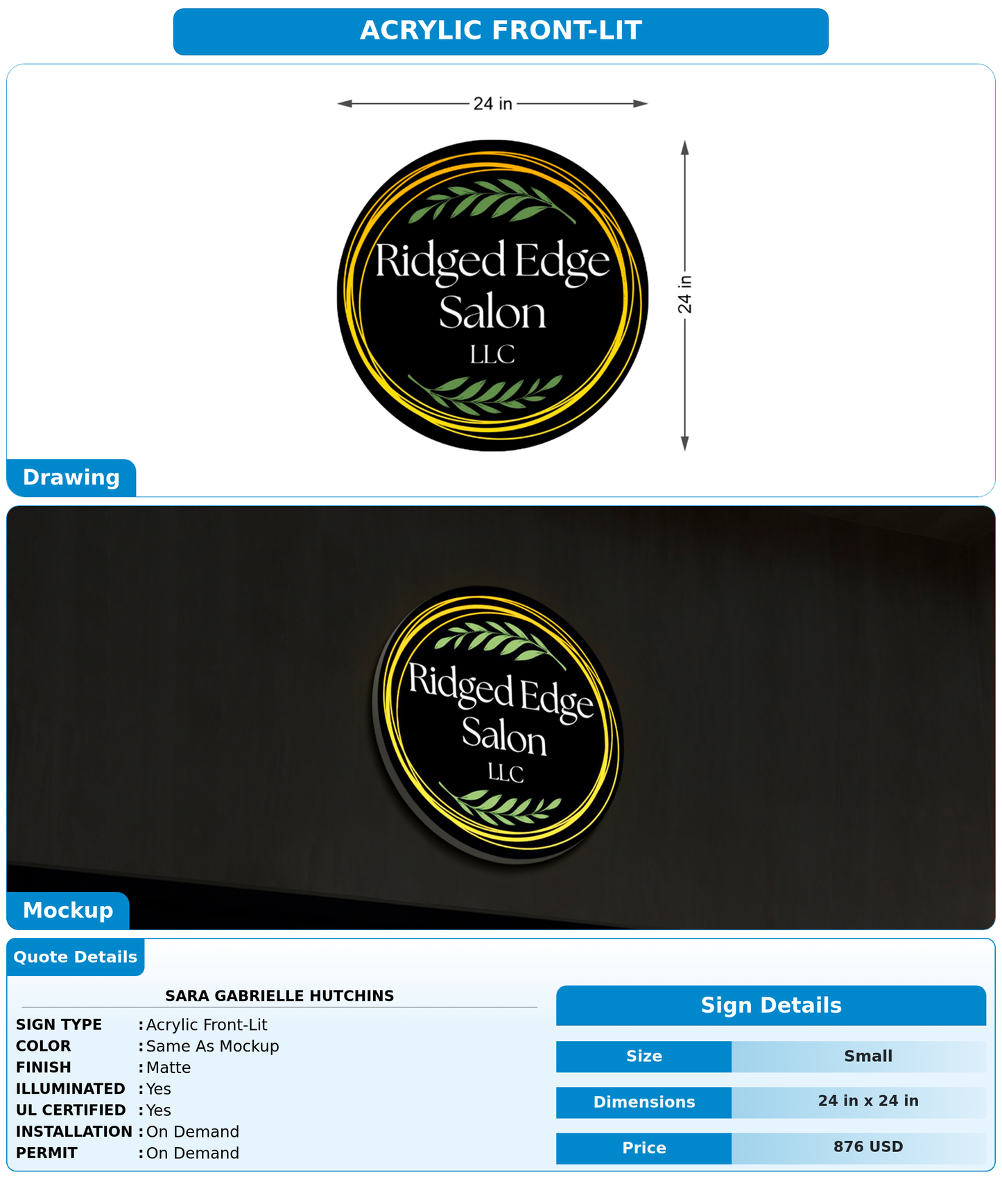 CUSTOM MOCKUP SIGN FOR Sara Gabrielle Hutchins