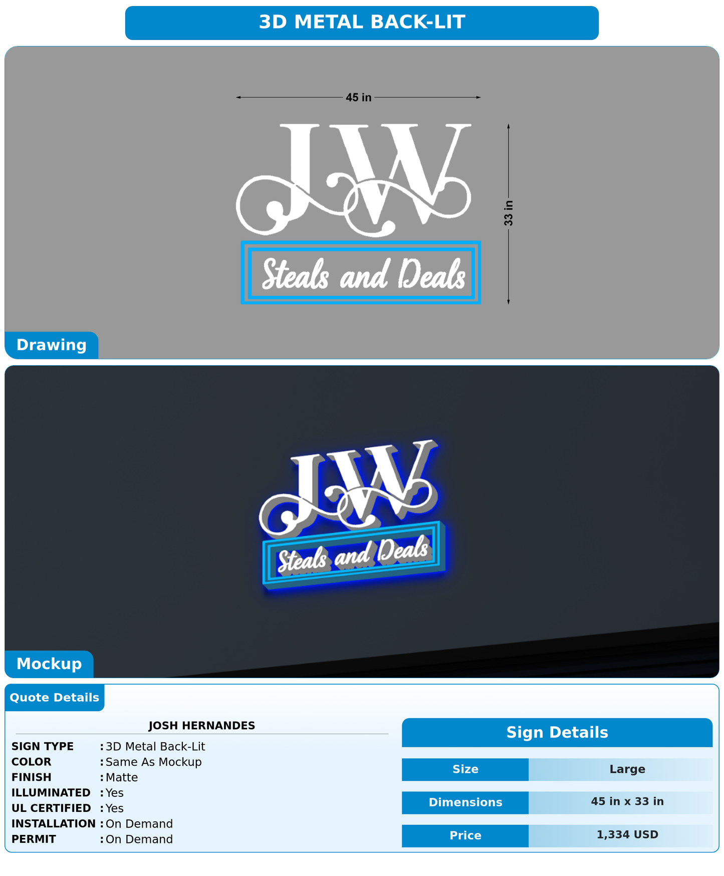 CUSTOM MOCKUP SIGN FOR Josh Hernandes