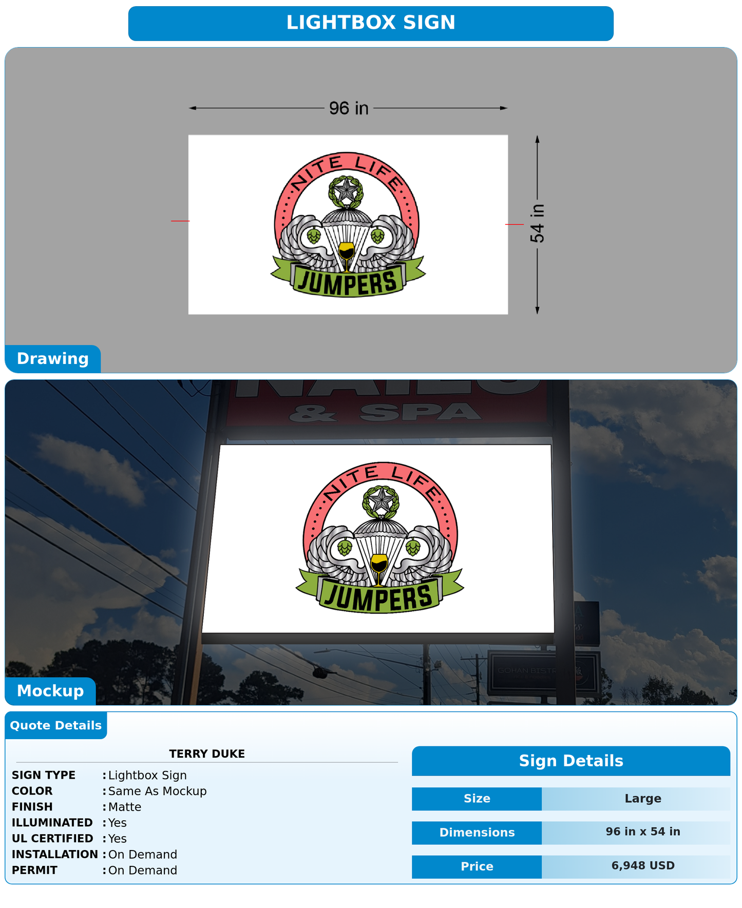 CUSTOM MOCKUP SIGN FOR Terry Duke