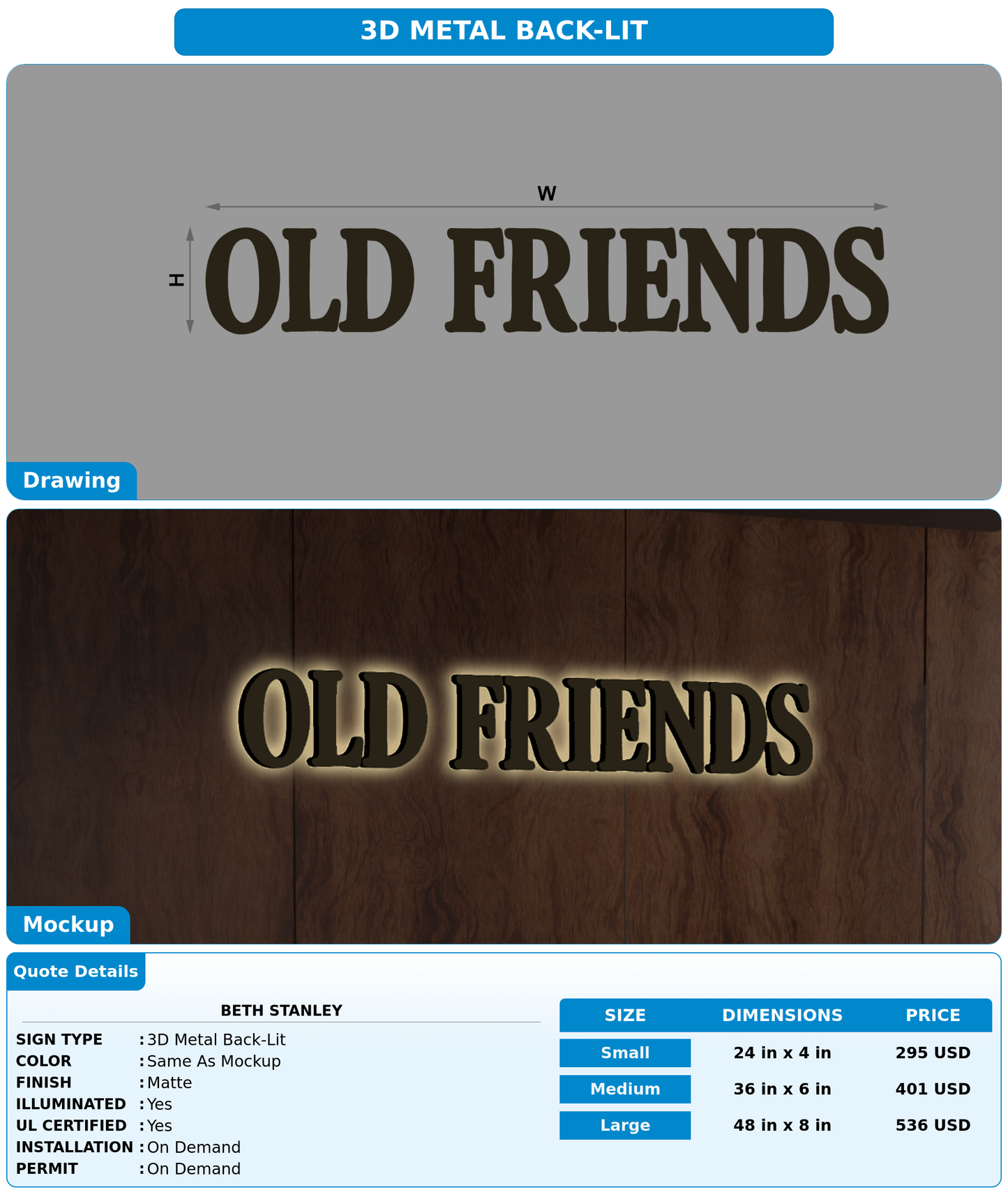CUSTOM MOCKUP SIGN FOR Beth Stanley
