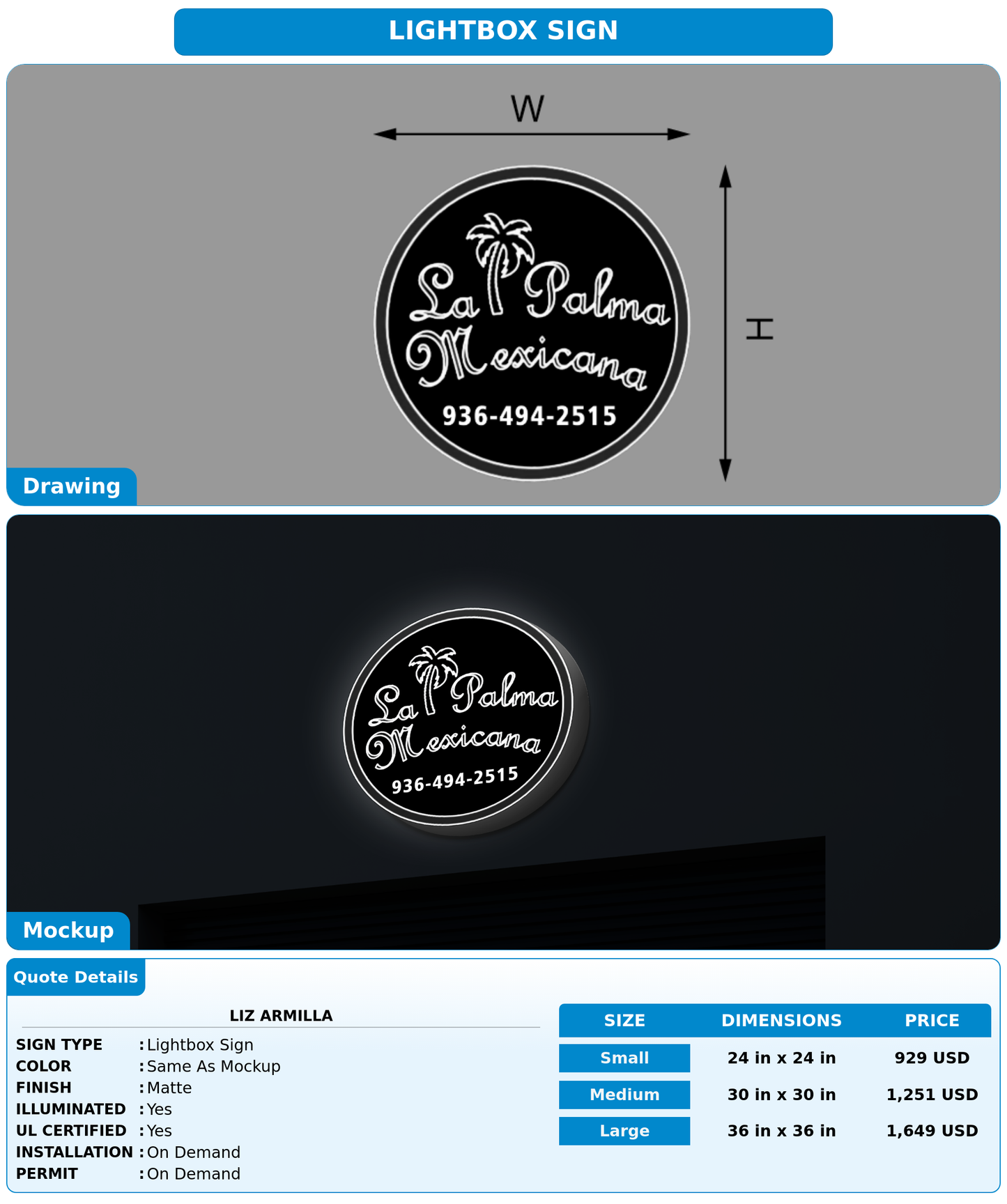 CUSTOM MOCKUP SIGN FOR Liz Armilla