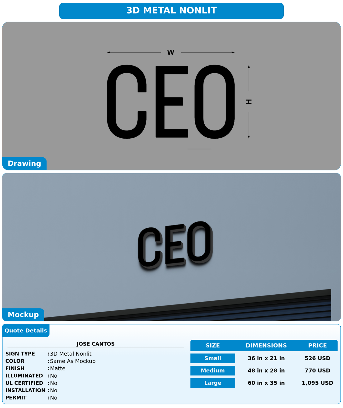 CUSTOM MOCKUP SIGN FOR Jose cantos