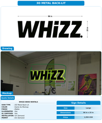 CUSTOM MOCKUP SIGN FOR Whizz ebike rentals