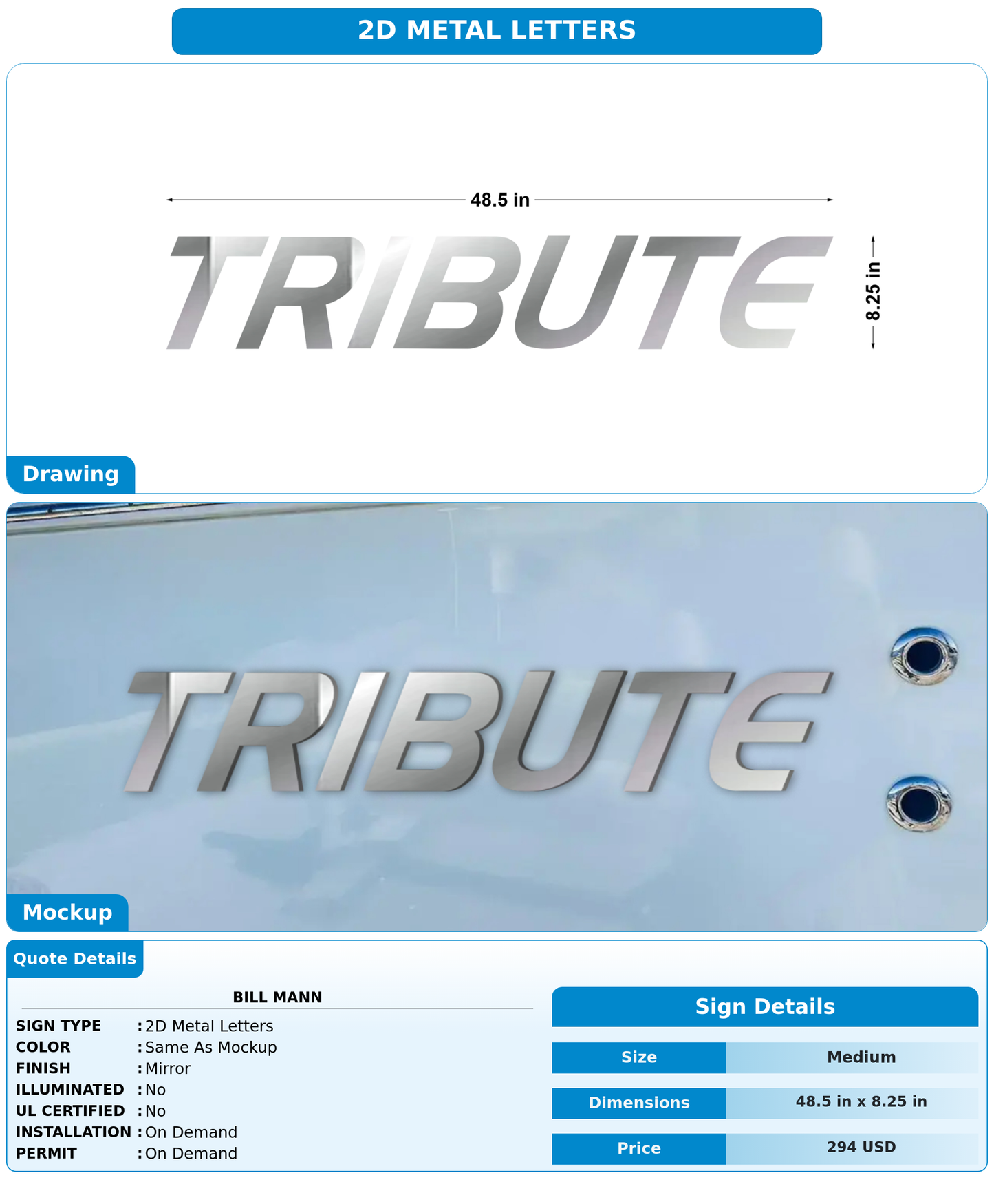 CUSTOM MOCKUP SIGN FOR Bill Mann