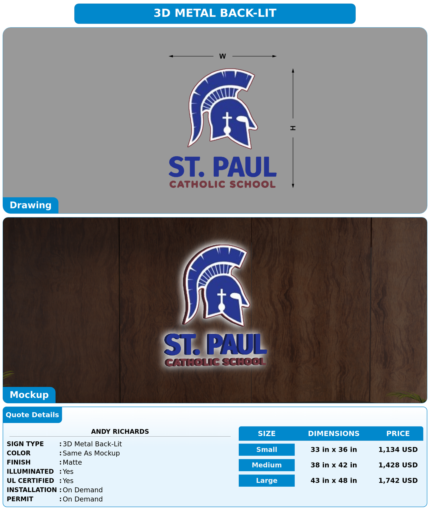 CUSTOM MOCKUP SIGN FOR Andy  Richards
