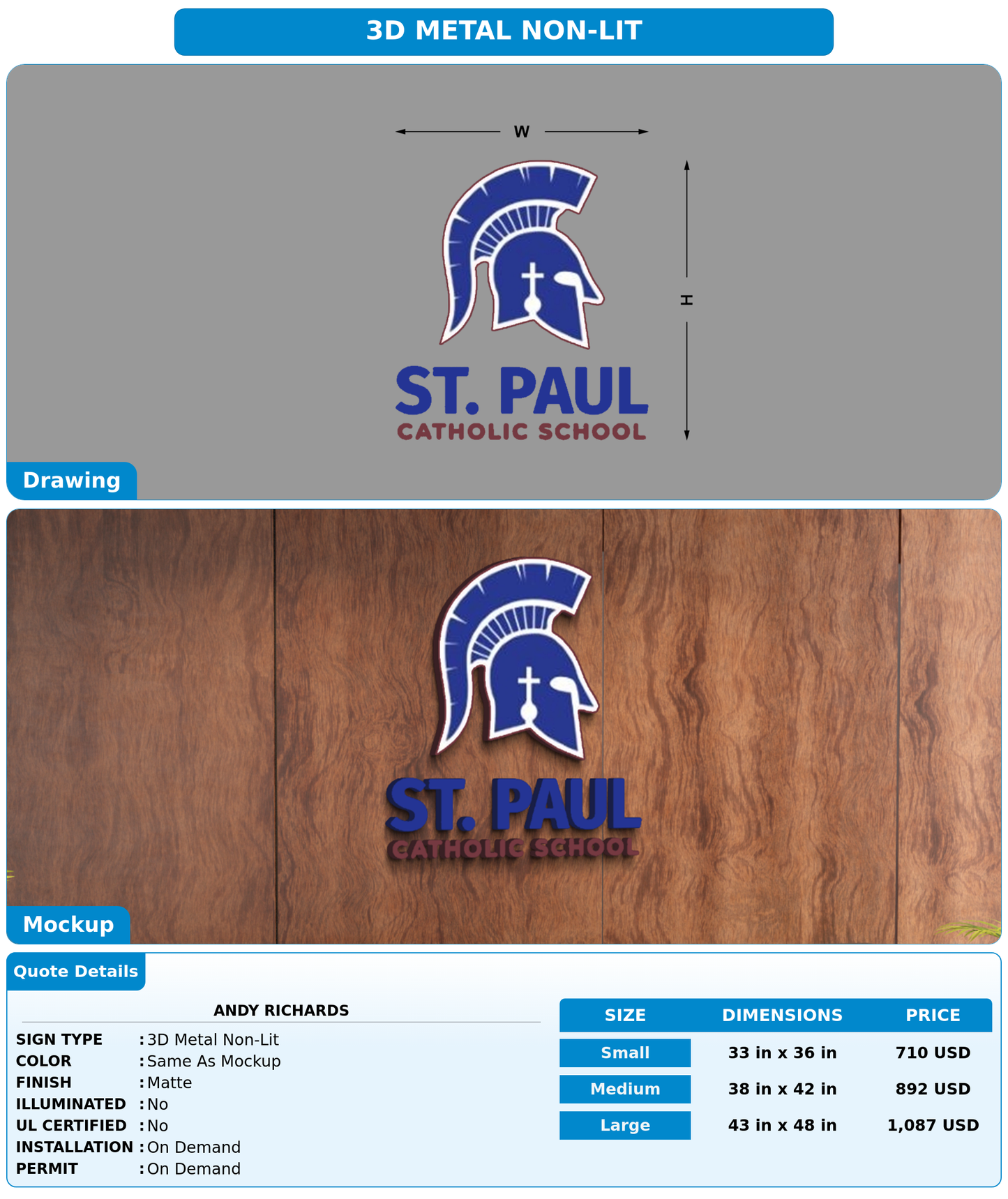 CUSTOM MOCKUP SIGN FOR Andy  Richards