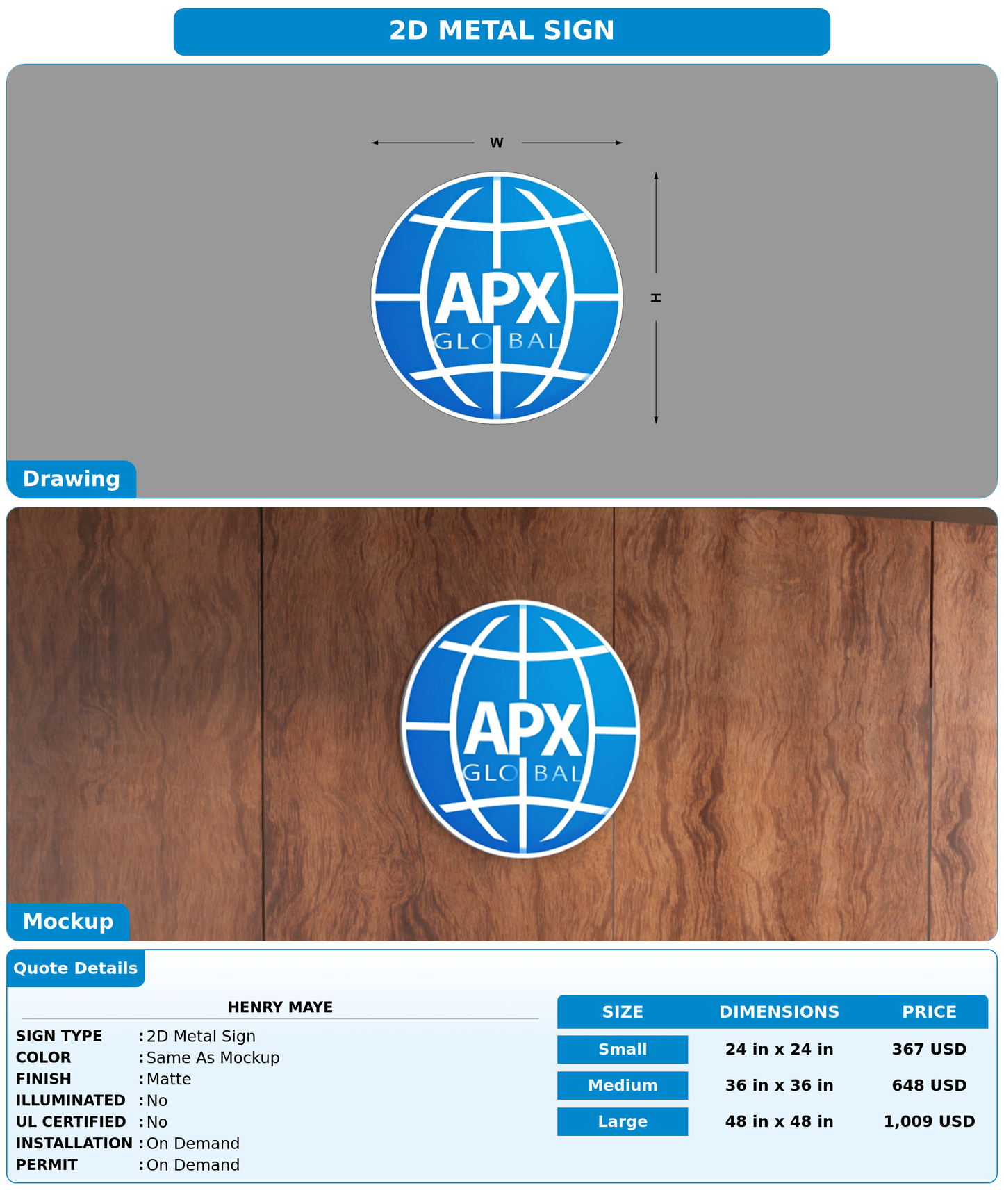 CUSTOM MOCKUP SIGN FOR Henry Maye