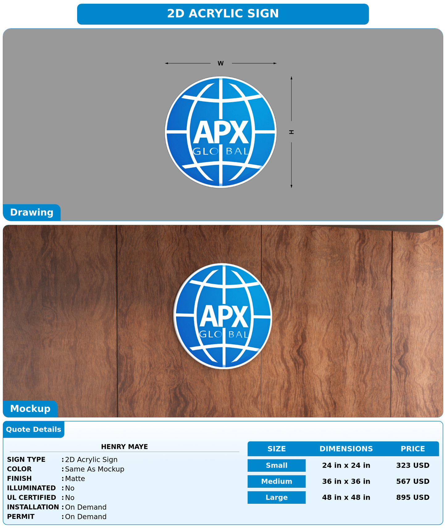 CUSTOM MOCKUP SIGN FOR Henry Maye