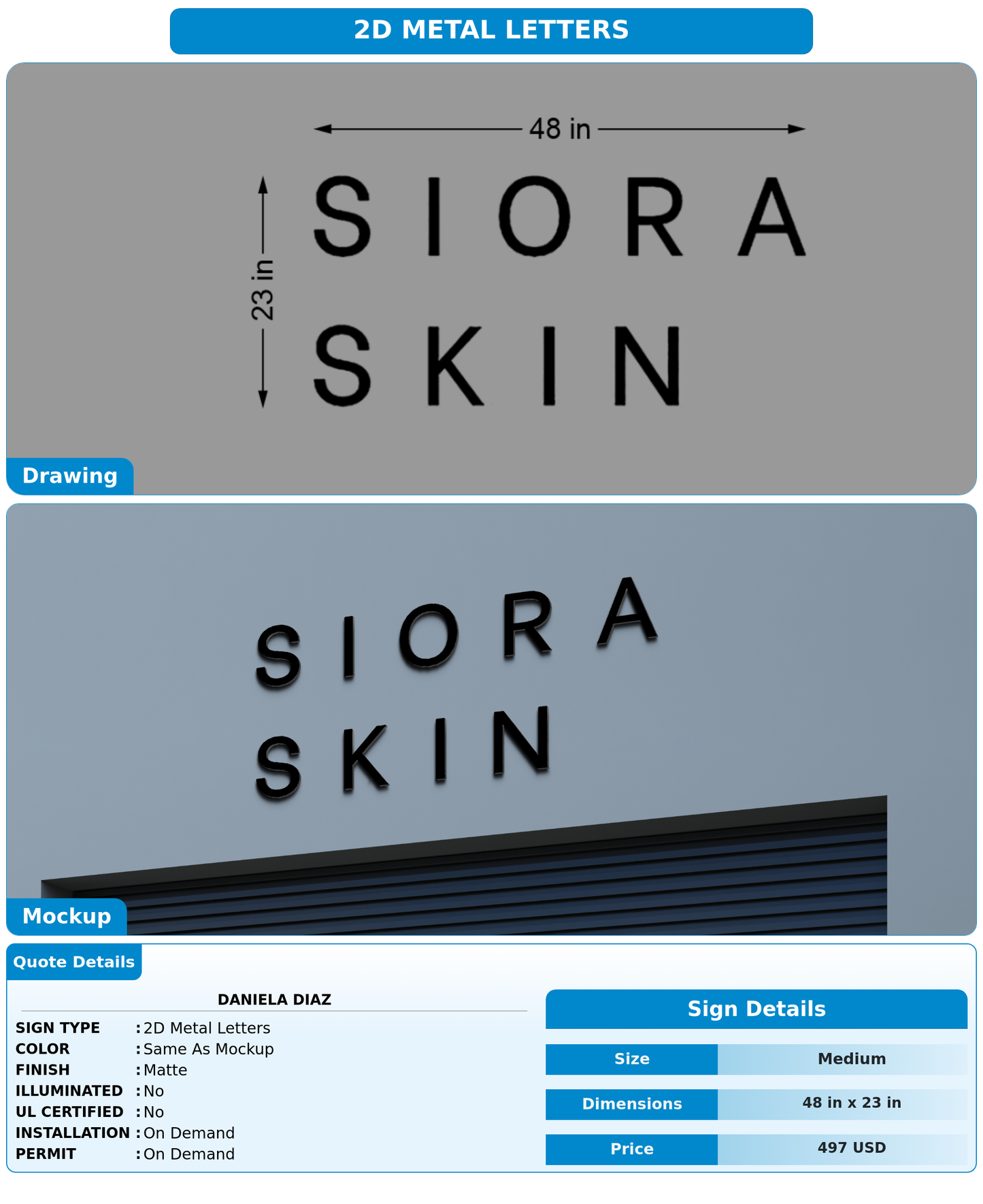 CUSTOM MOCKUP SIGN FOR Daniela Diaz