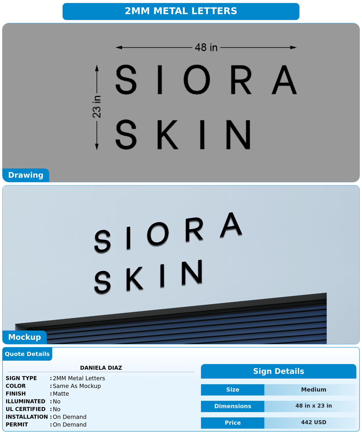 CUSTOM MOCKUP SIGN FOR Daniela Diaz