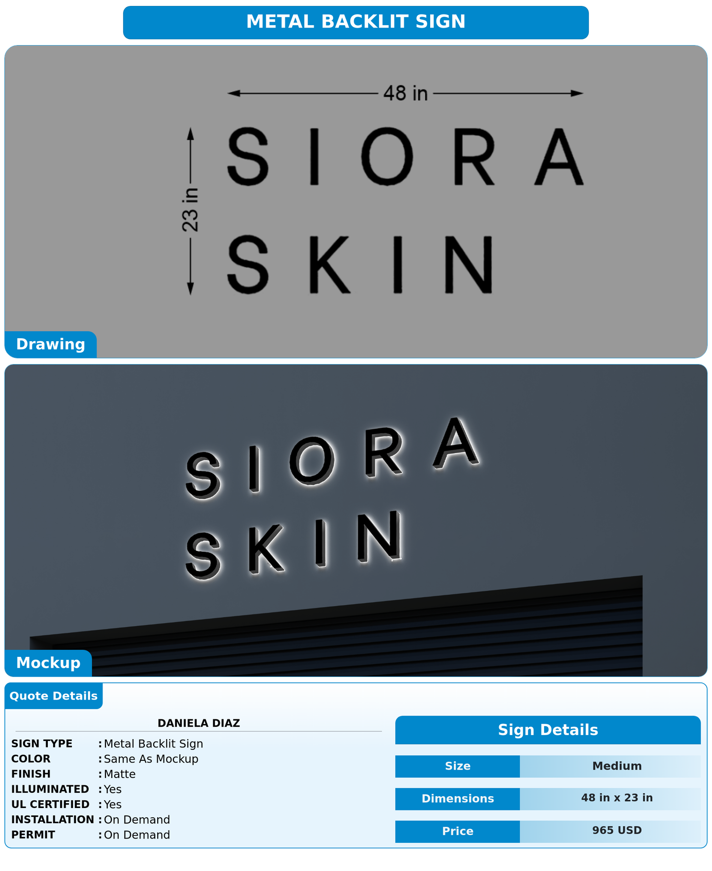 CUSTOM MOCKUP SIGN FOR Daniela Diaz