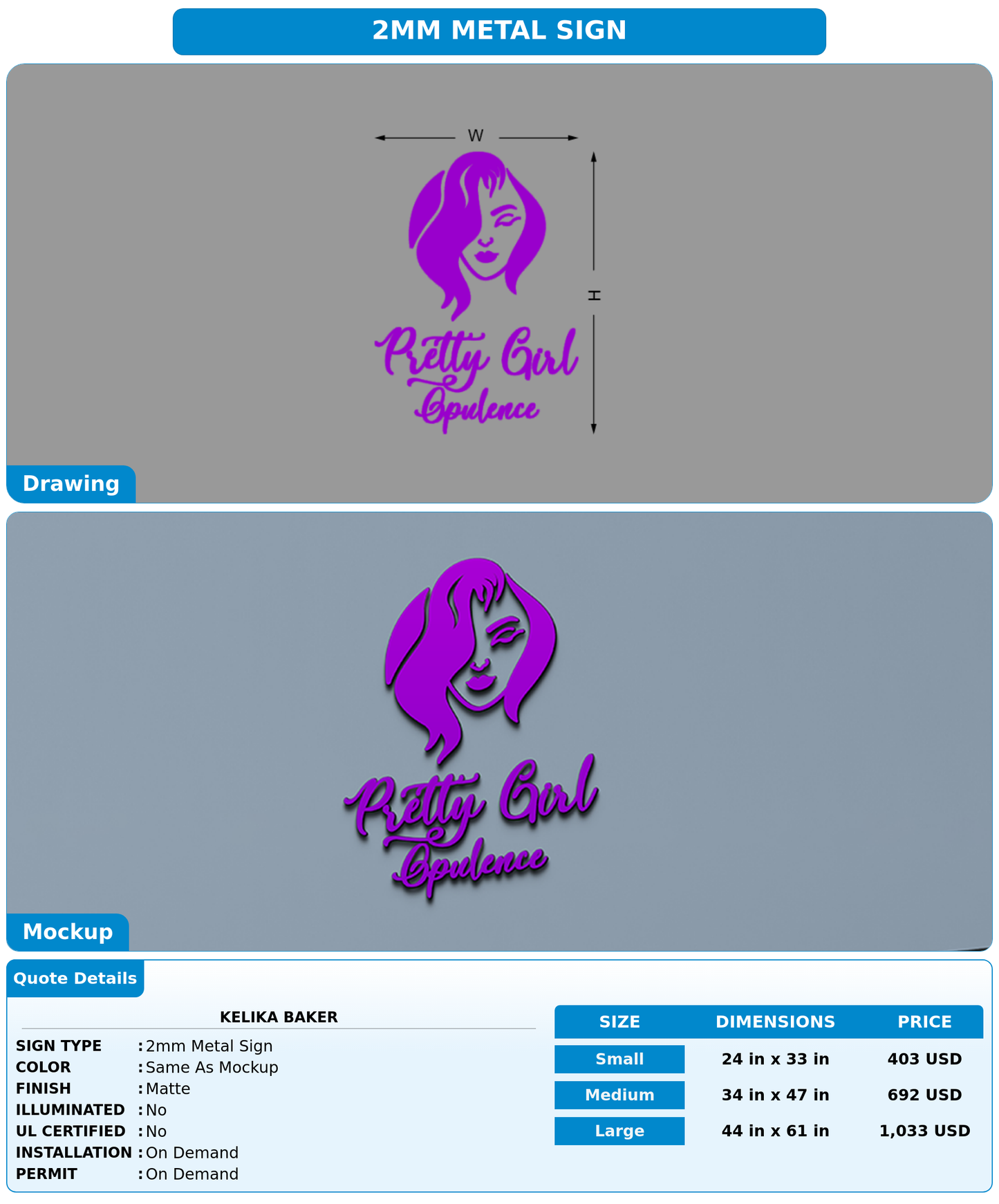 CUSTOM MOCKUP SIGN FOR Kelika Baker