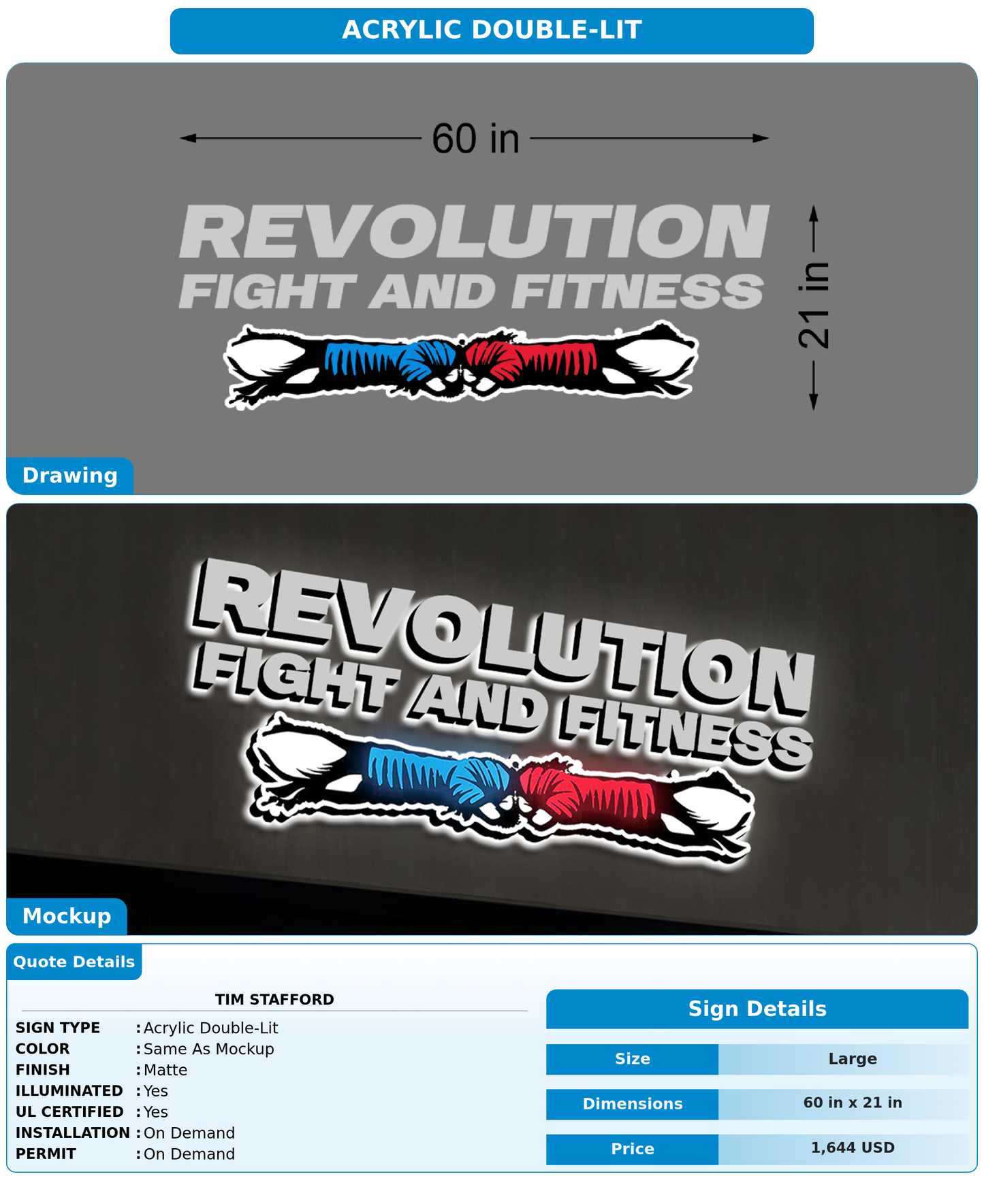 CUSTOM MOCKUP SIGN FOR Tim Stafford
