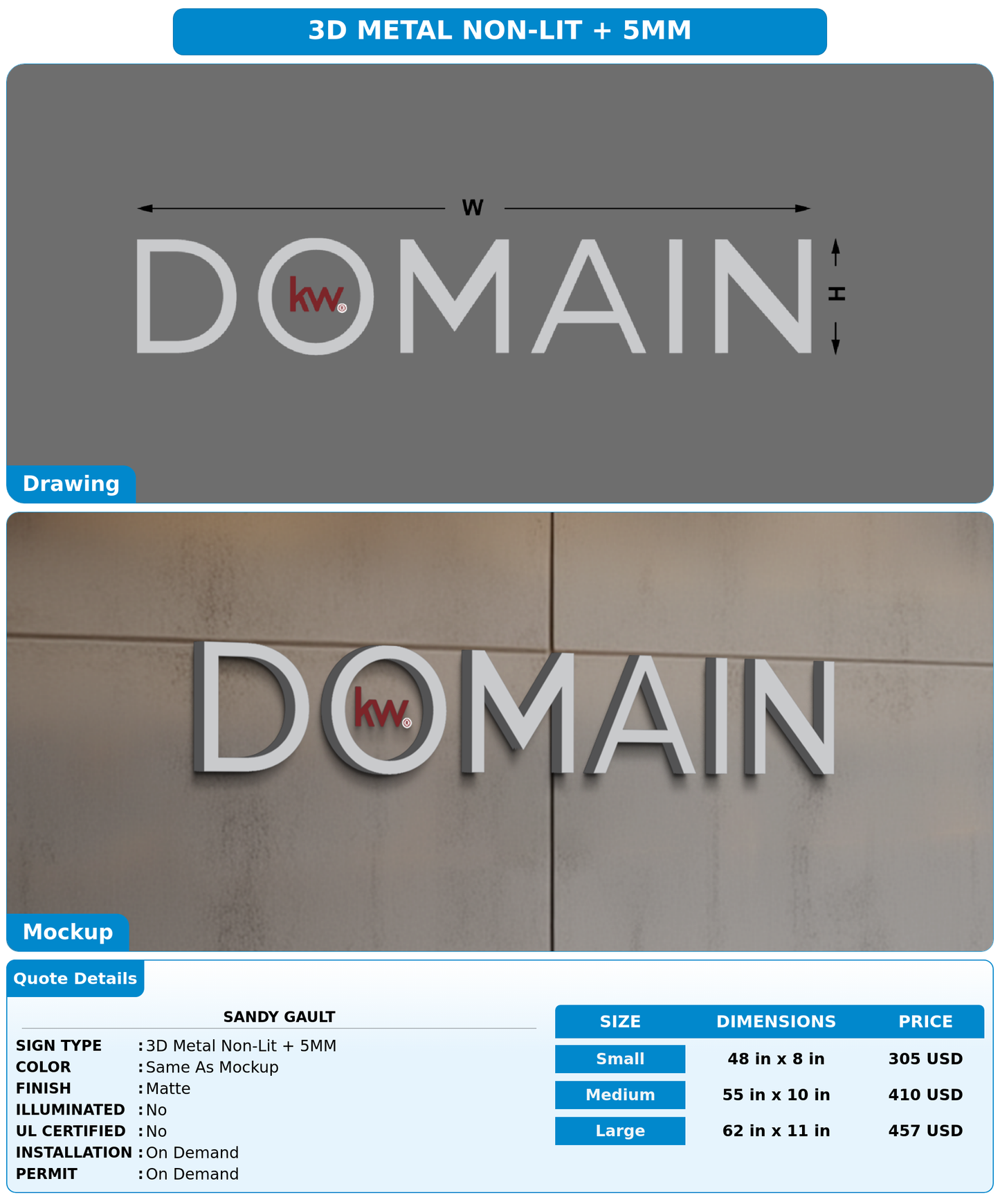 CUSTOM MOCKUP SIGN FOR Sandy Gault