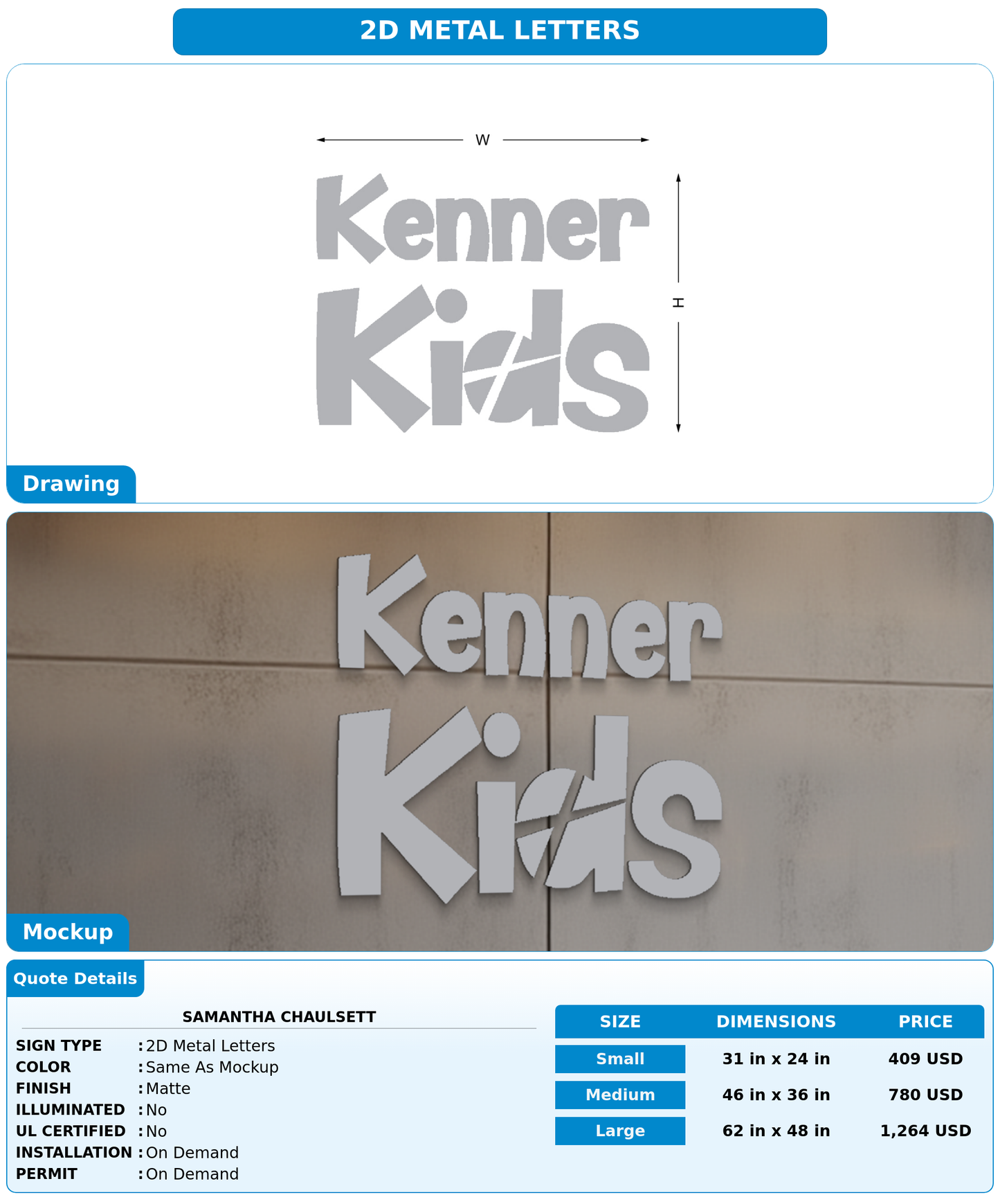 CUSTOM MOCKUP SIGN FOR Samantha Chaulsett
