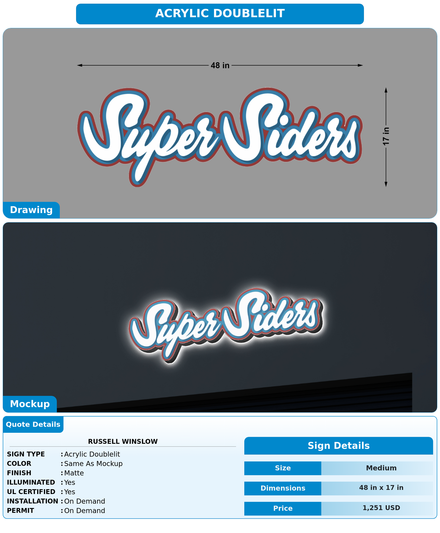 CUSTOM MOCKUP SIGN FOR Russell Winslow