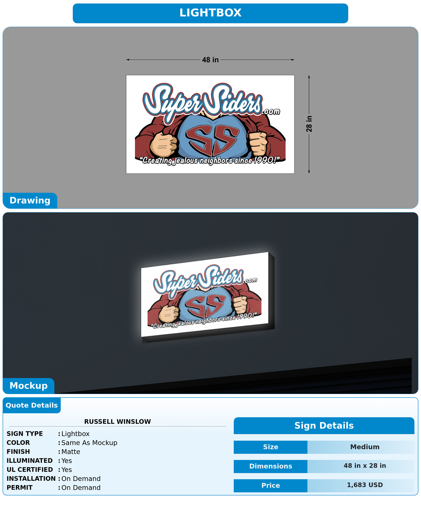 CUSTOM MOCKUP SIGN FOR Russell Winslow