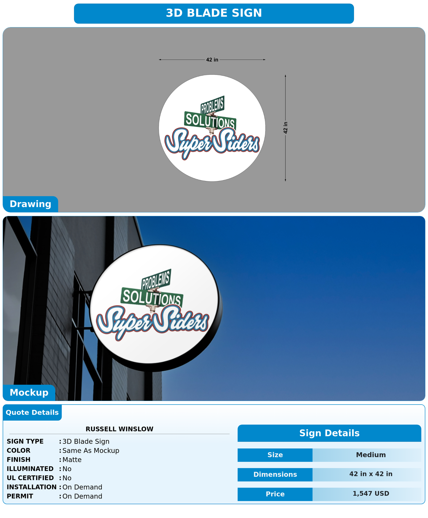 CUSTOM MOCKUP SIGN FOR Russell Winslow