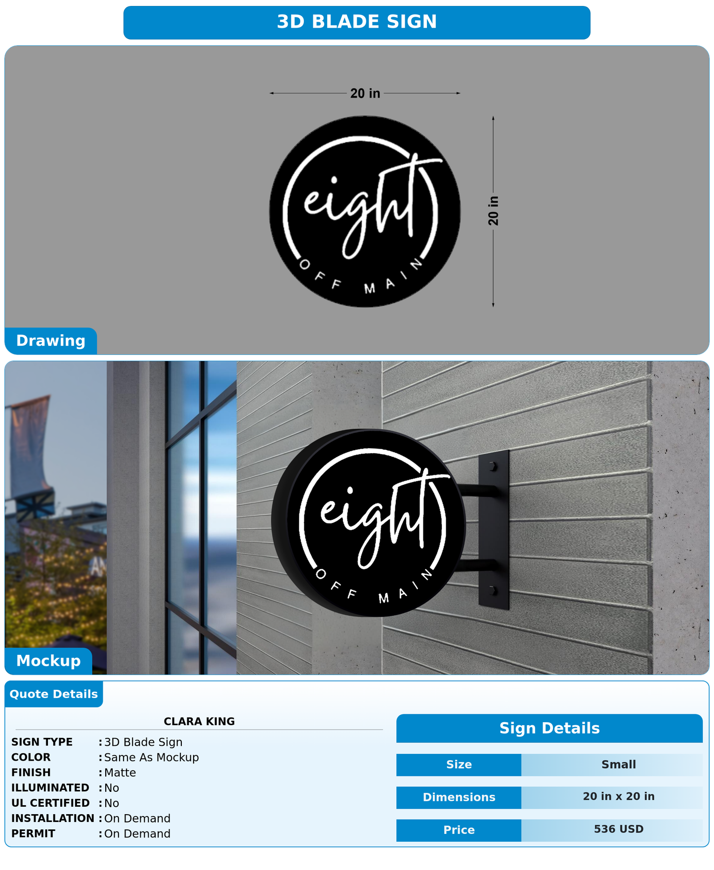 CUSTOM MOCKUP SIGN FOR Clara King