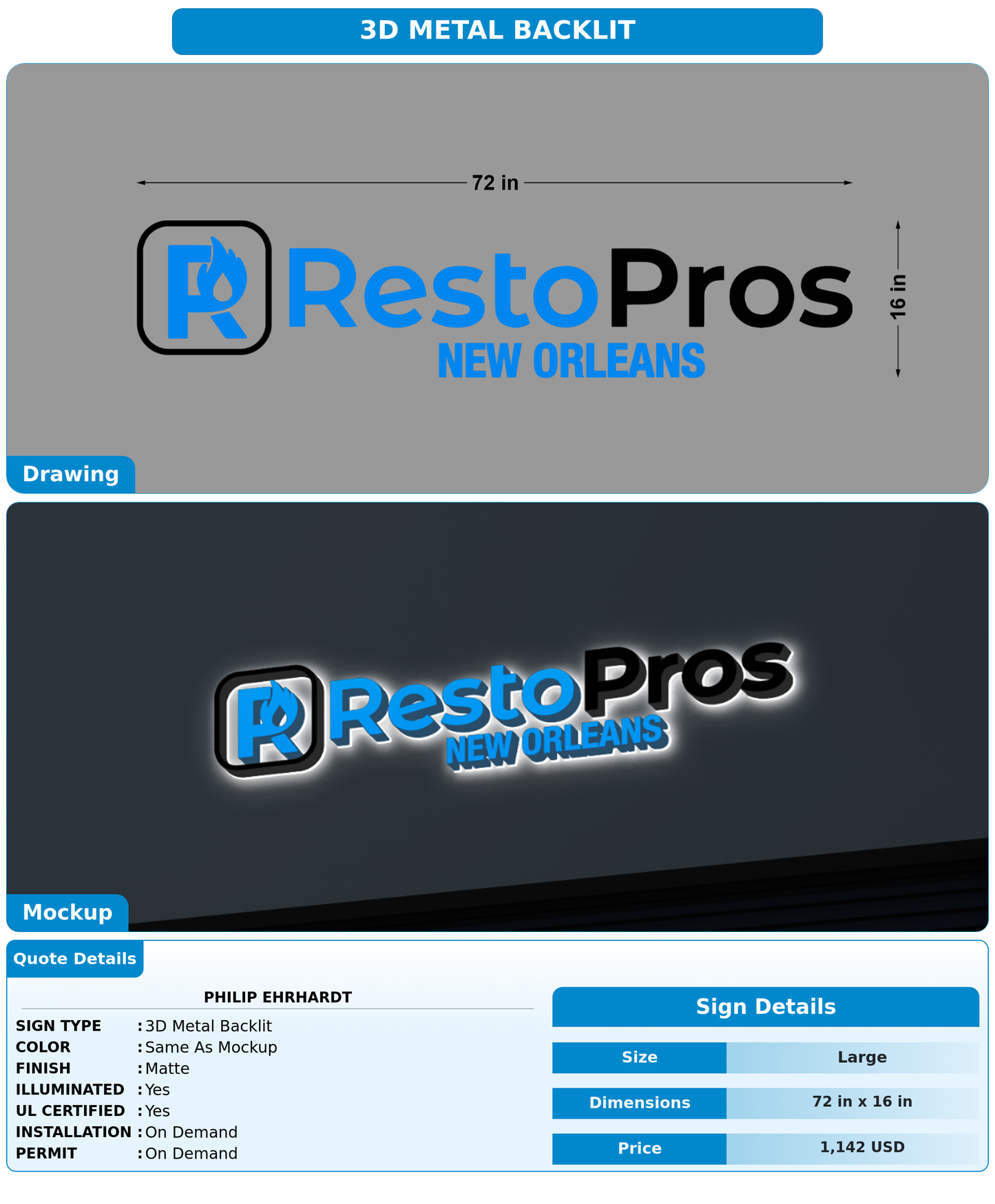 CUSTOM MOCKUP SIGN FOR Philip Ehrhardt