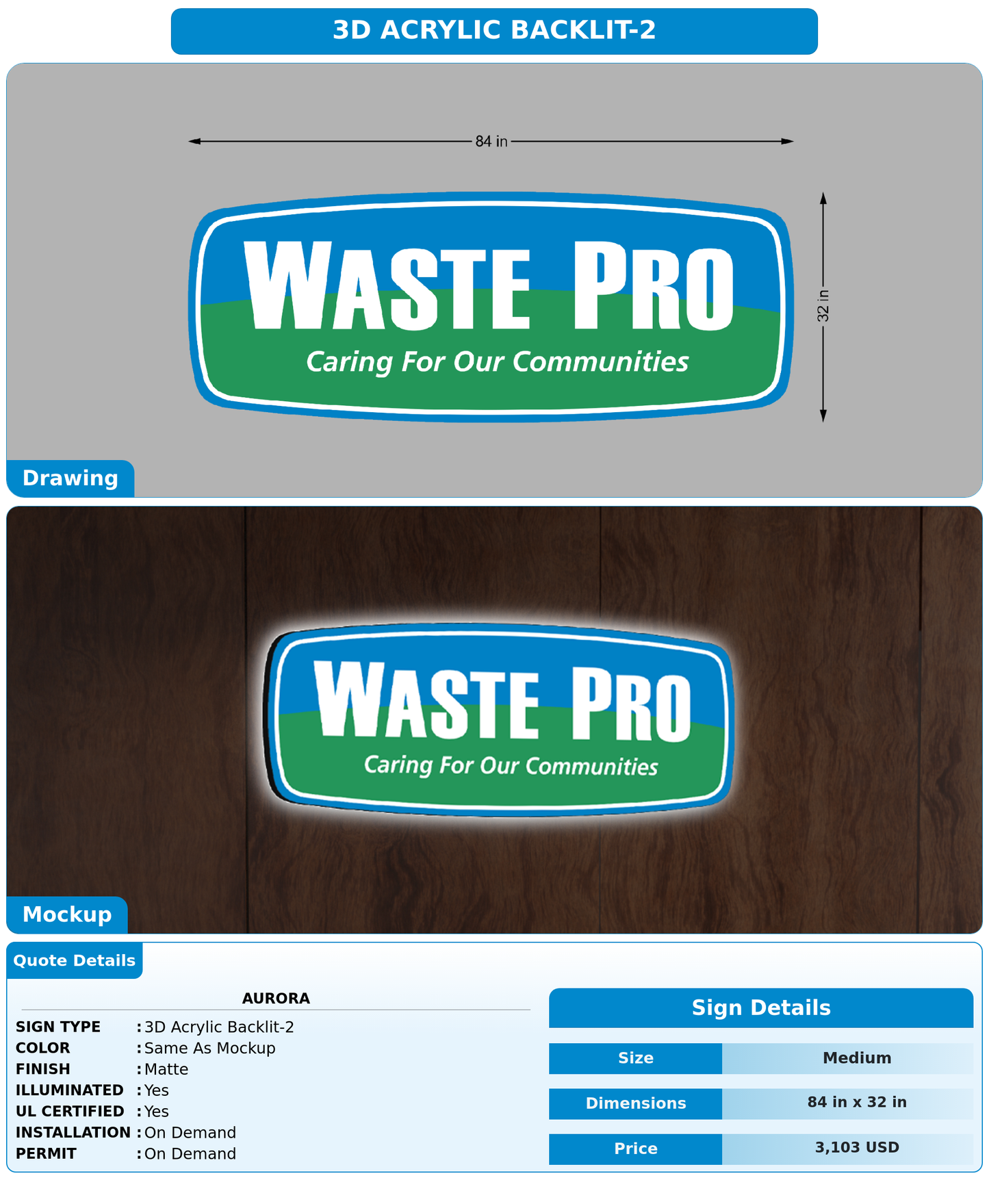 CUSTOM MOCKUP SIGN FOR Aurora
