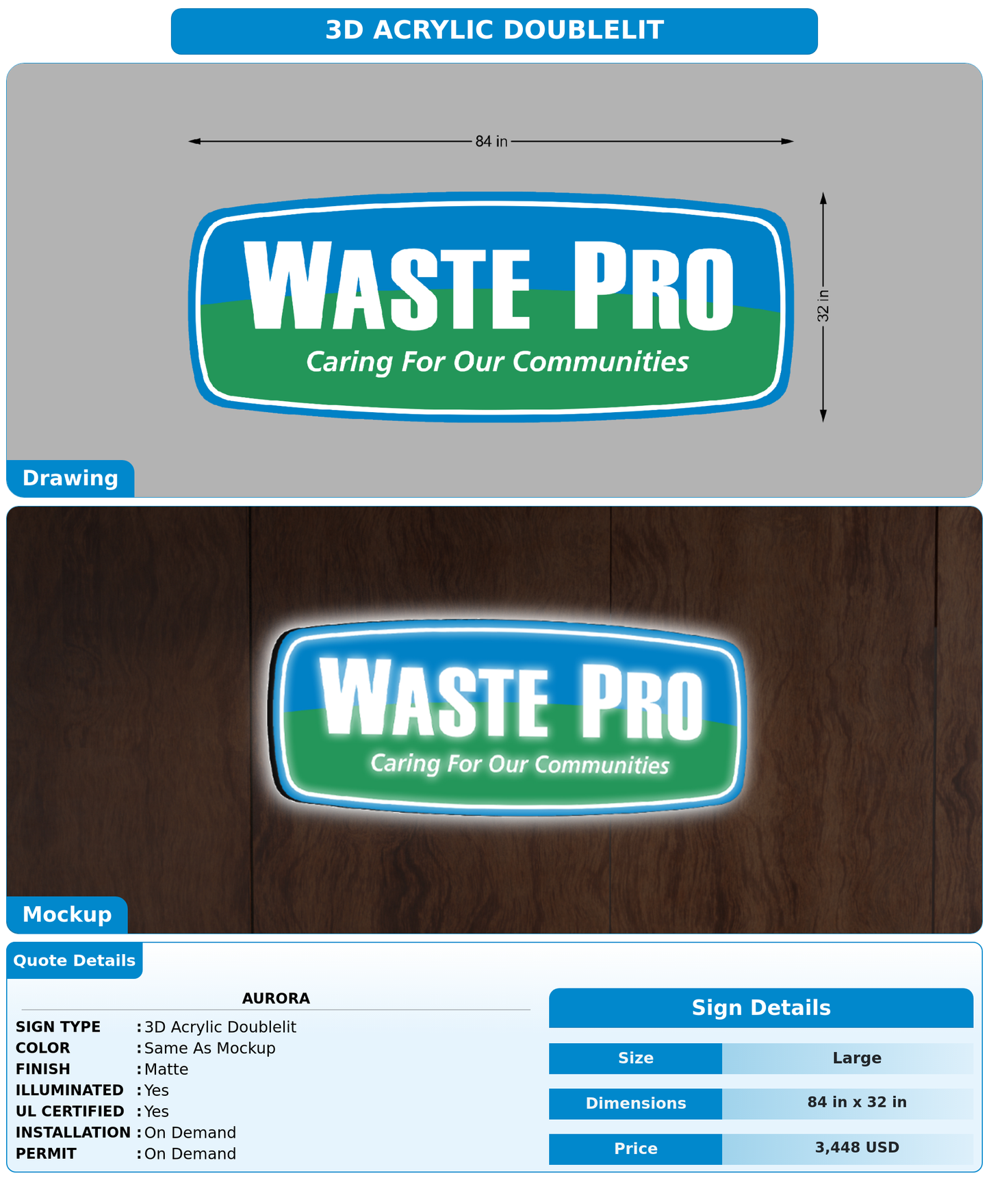 CUSTOM MOCKUP SIGN FOR Aurora