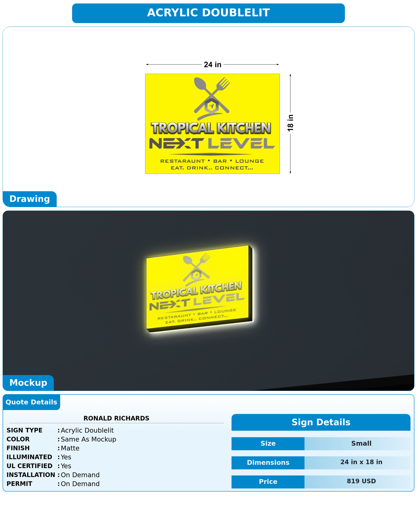 CUSTOM MOCKUP SIGN FOR Ronald Richards