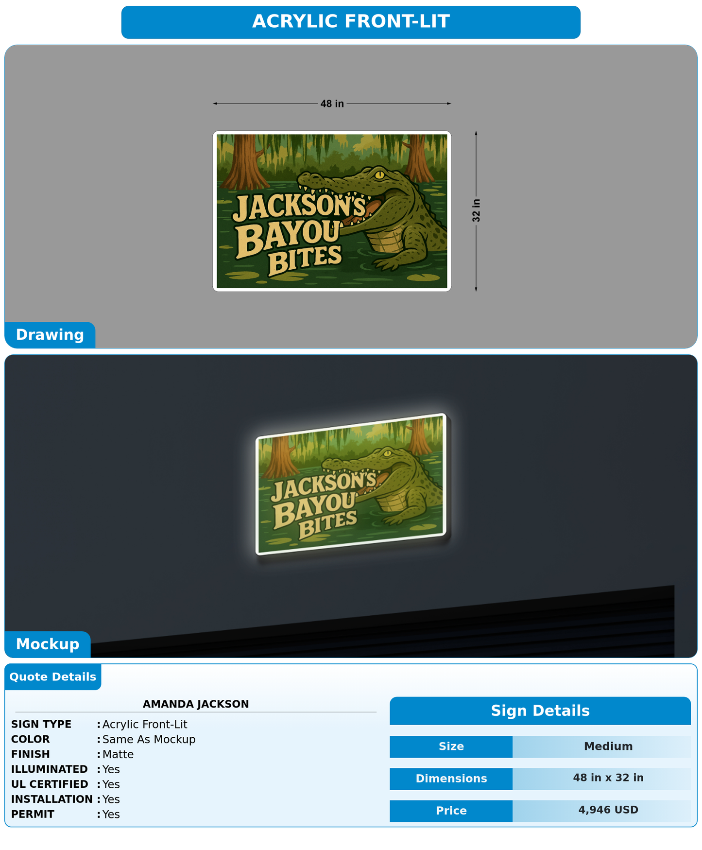 CUSTOM MOCKUP SIGN FOR Amanda Jackson